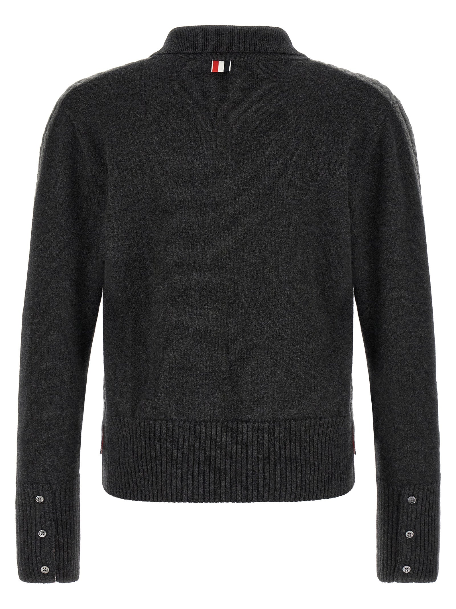 Thom Browne Graues Poloshirt aus reiner Schurwolle