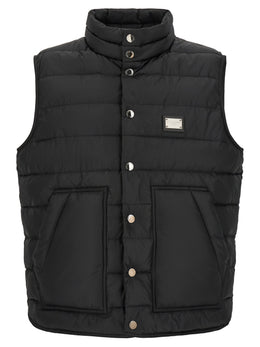 Dolce & Gabbana Schwarze ärmellose Jacke aus Polyester