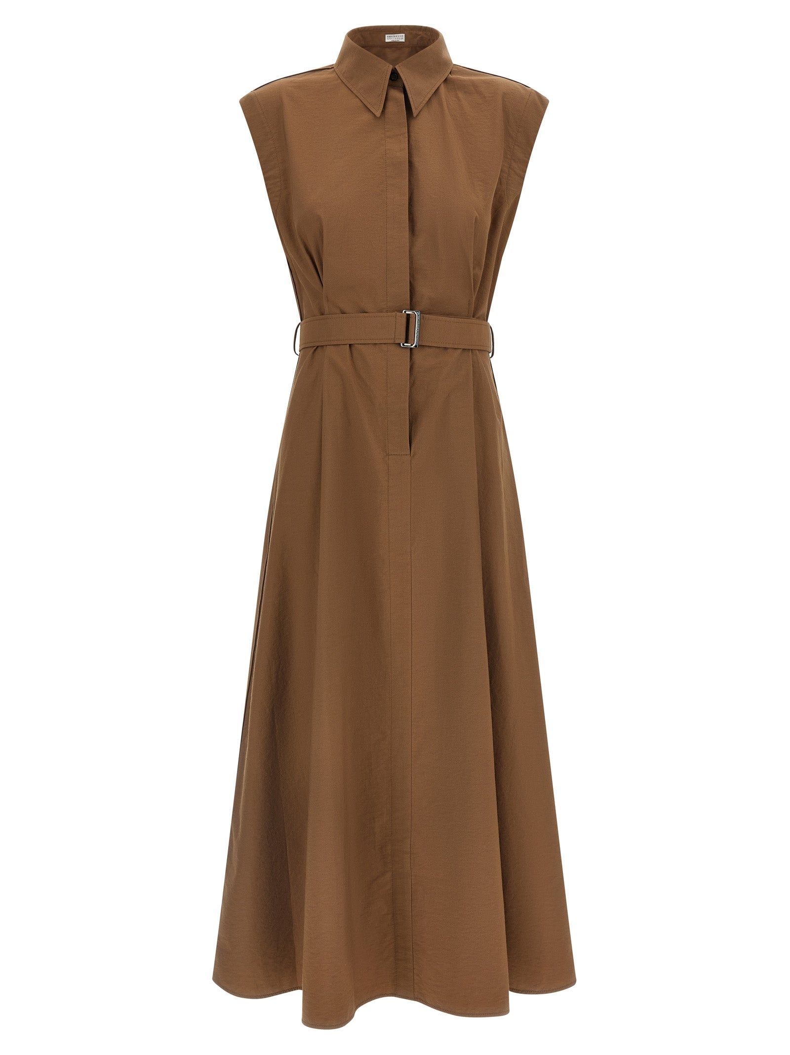 Brunello Cucinelli Braunes Baumwoll-Midikleid