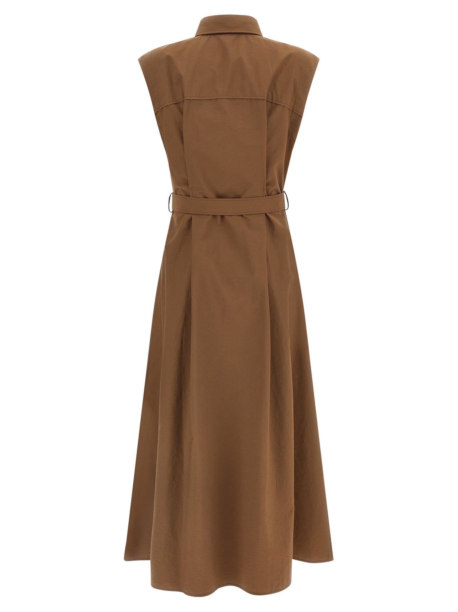 Brunello Cucinelli Braunes Baumwoll-Midikleid