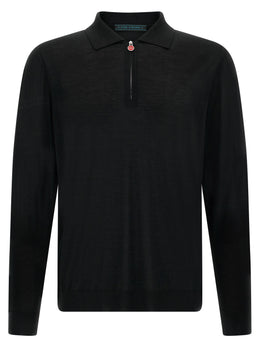 Kiton Schwarzes Woll-Poloshirt