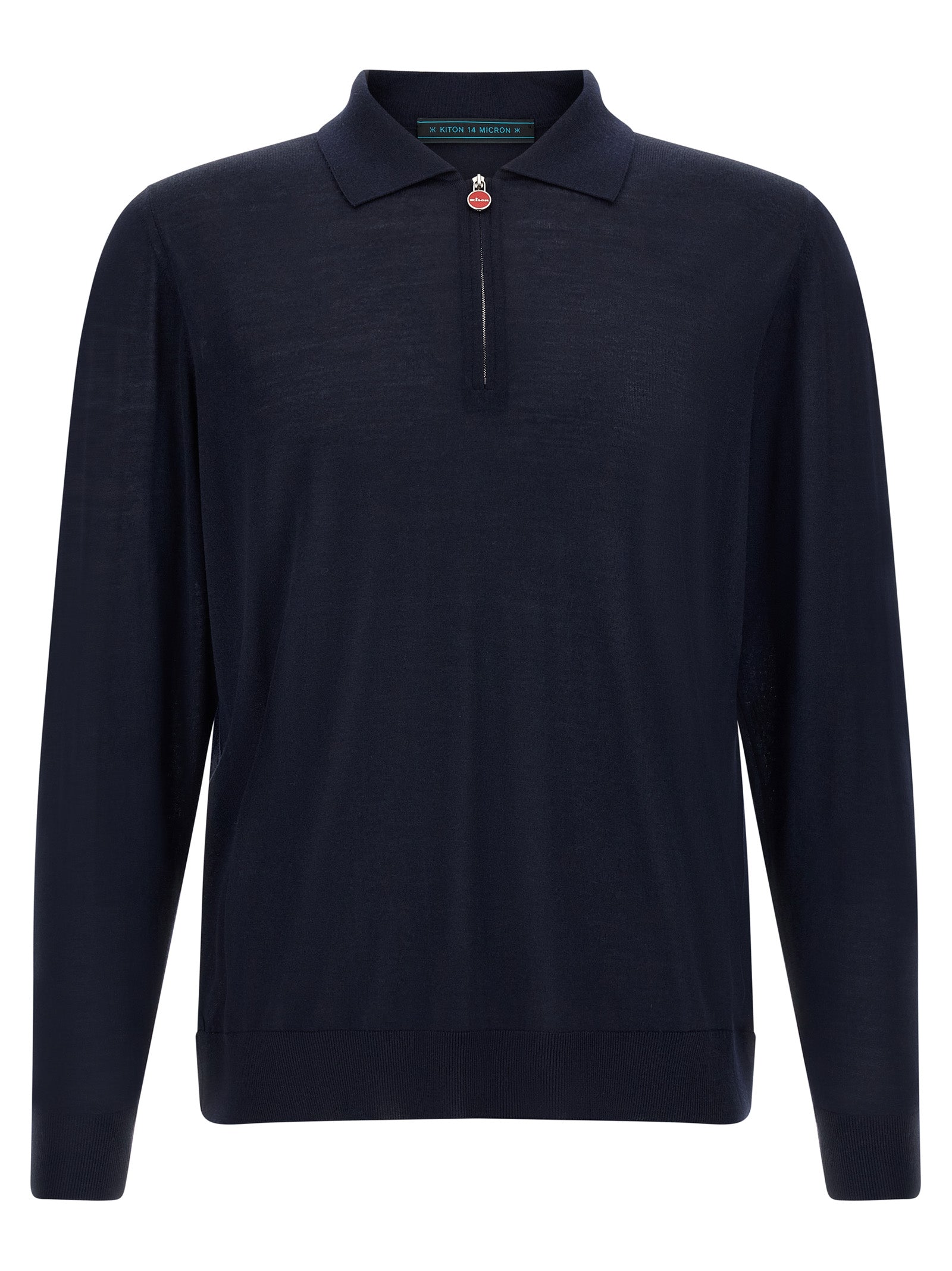 Kiton Blaues Woll-Poloshirt