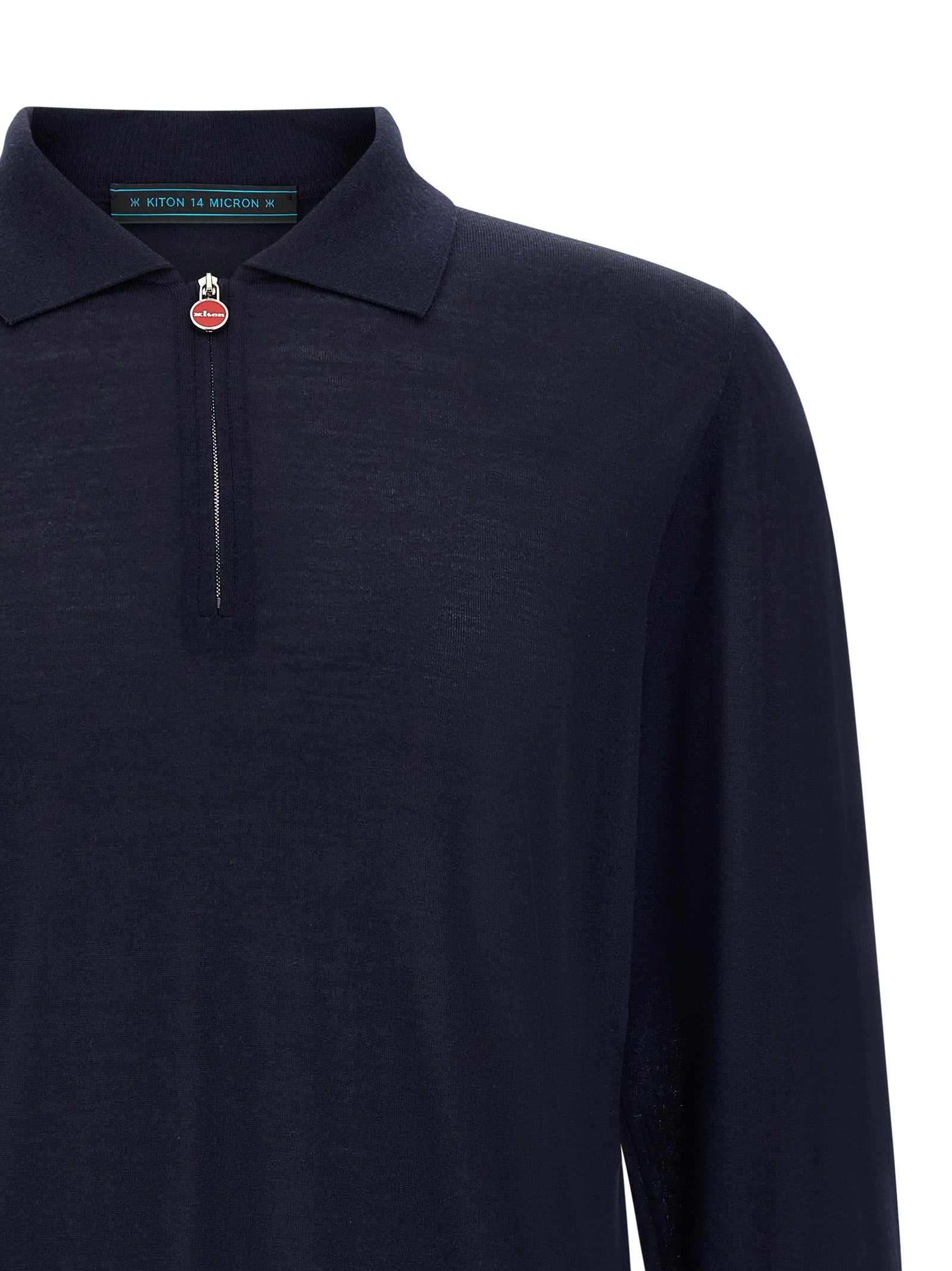 Kiton Blaues Woll-Poloshirt