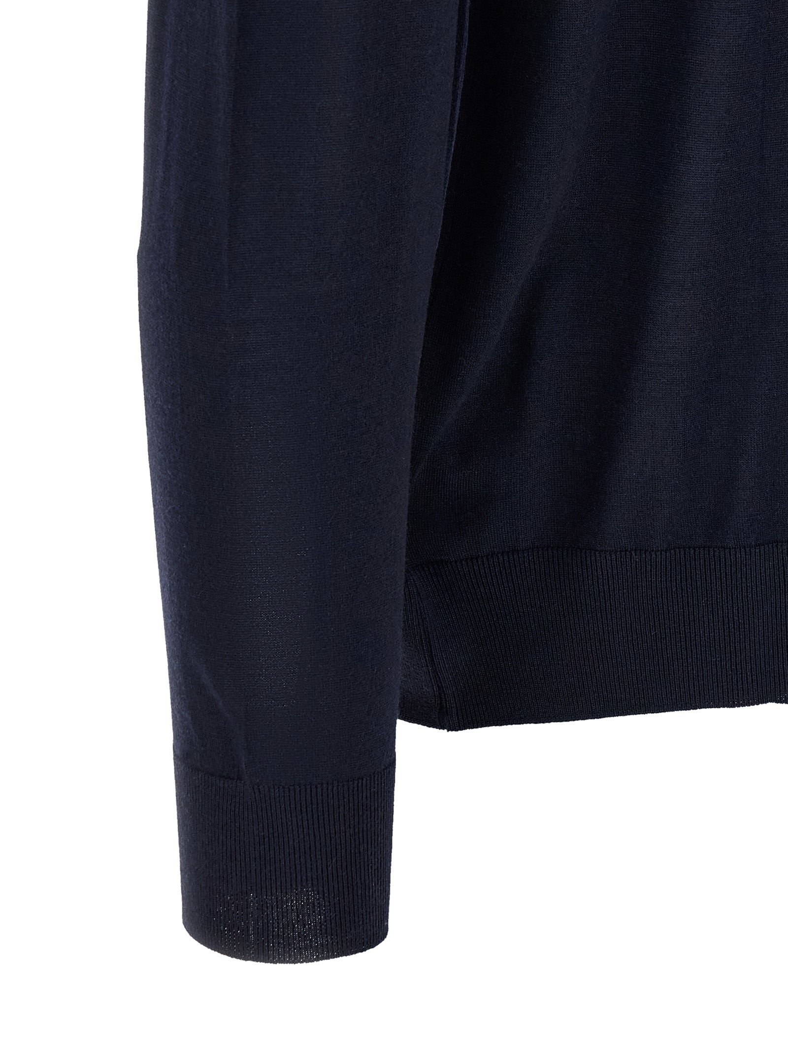 Kiton Blaues Woll-Poloshirt