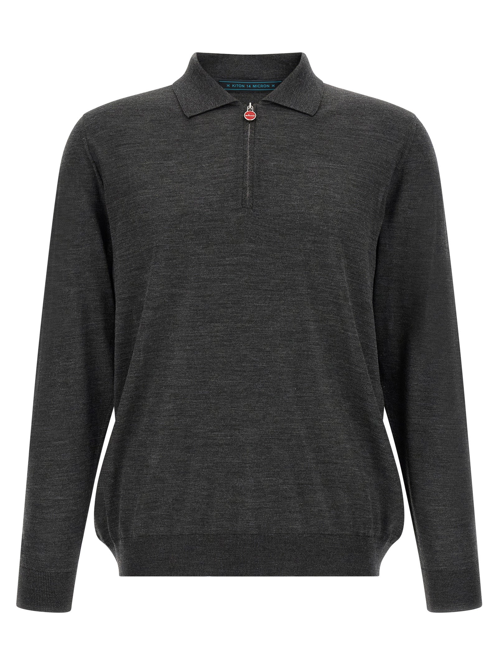 Kiton Graues Woll-Poloshirt