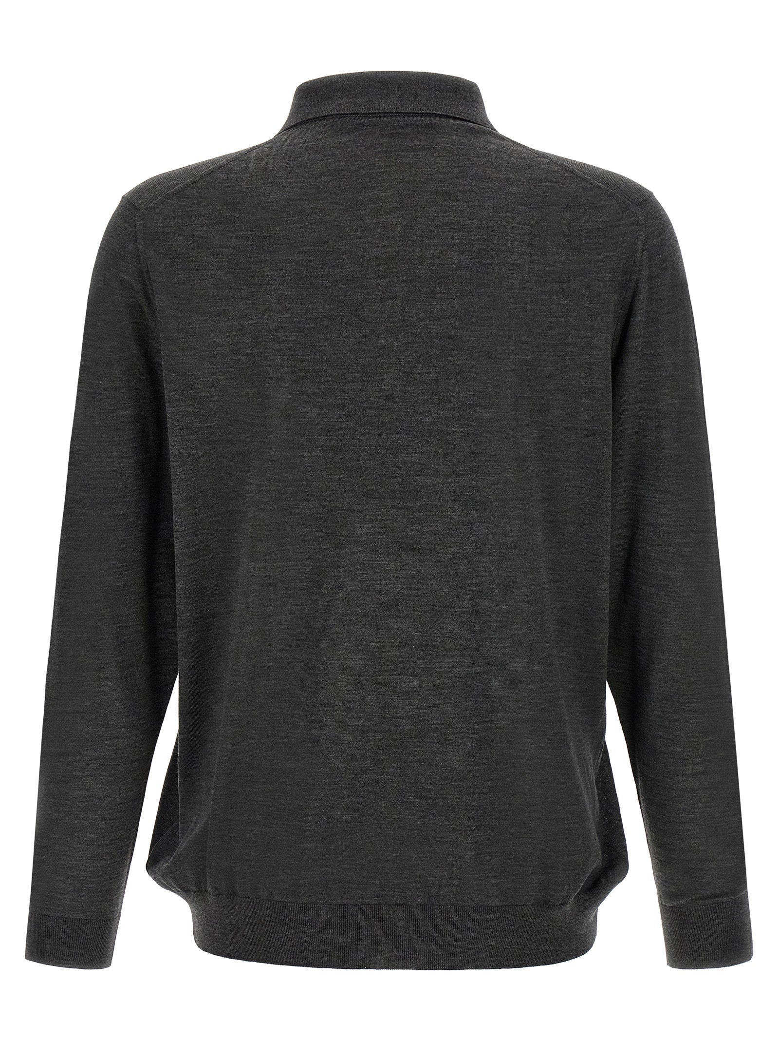 Kiton Graues Woll-Poloshirt