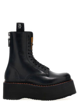 R13 Schwarze Schnürstiefel aus Rindsleder