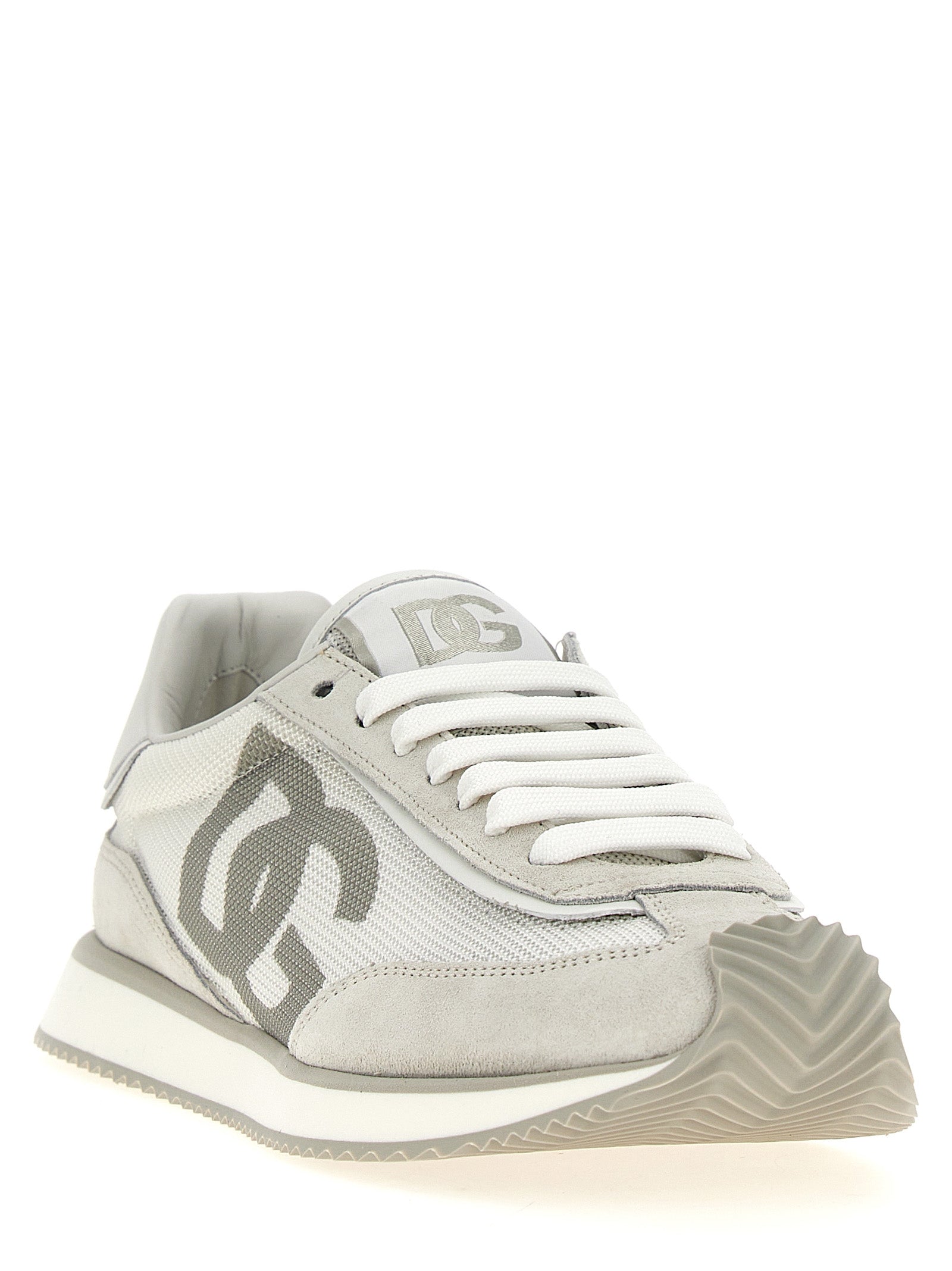 Dolce & Gabbana Graue Kalbsleder Low-Top-Sneaker