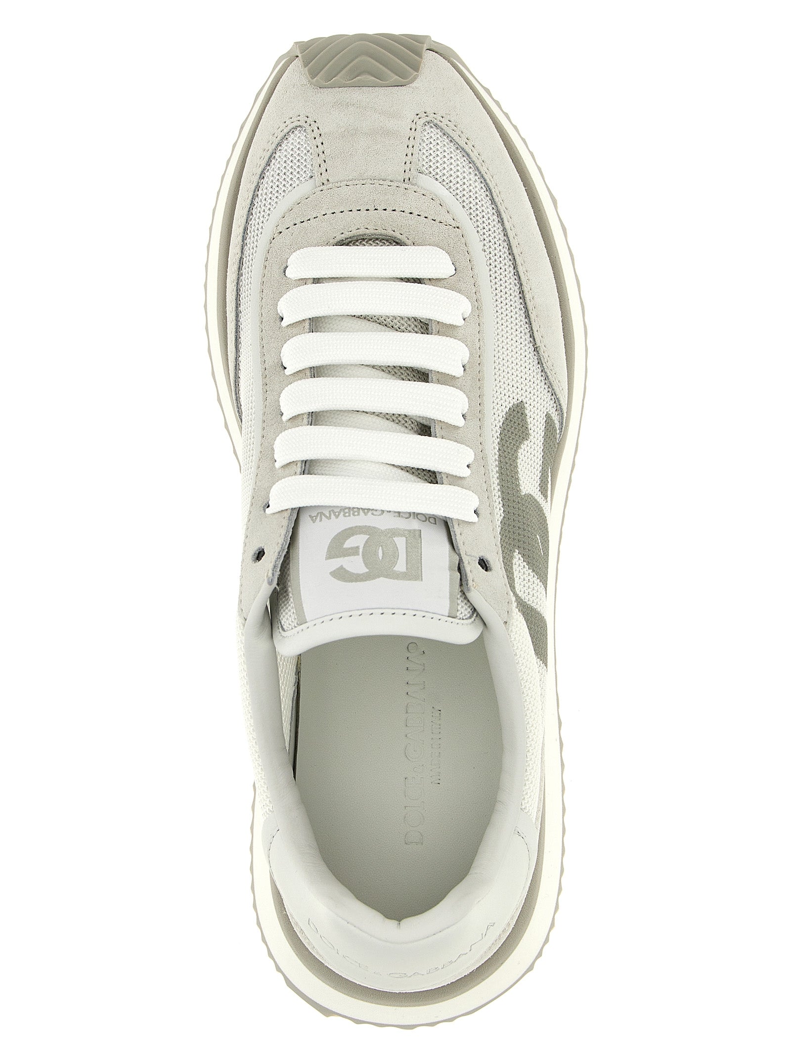 Dolce & Gabbana Graue Kalbsleder Low-Top-Sneaker
