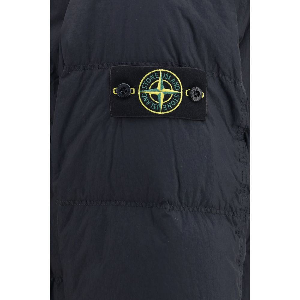 Stone Island Blaue Daunenjacke in voller Länge