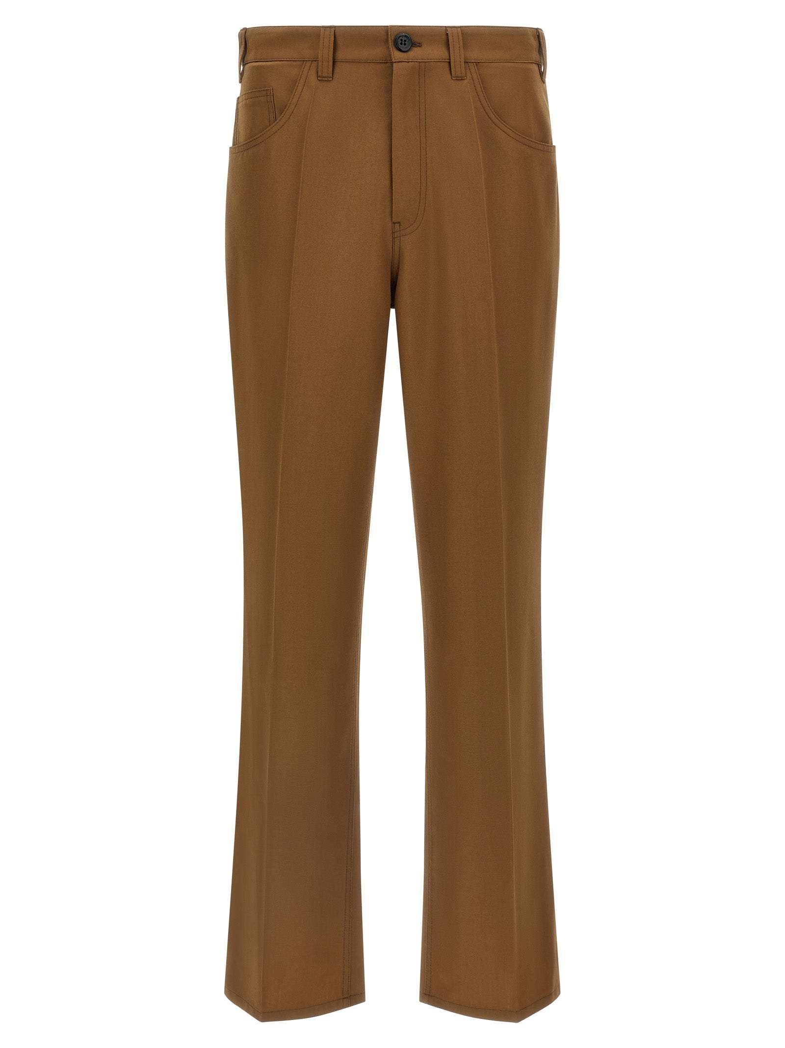 Marni Braune Hose aus reiner Schurwolle