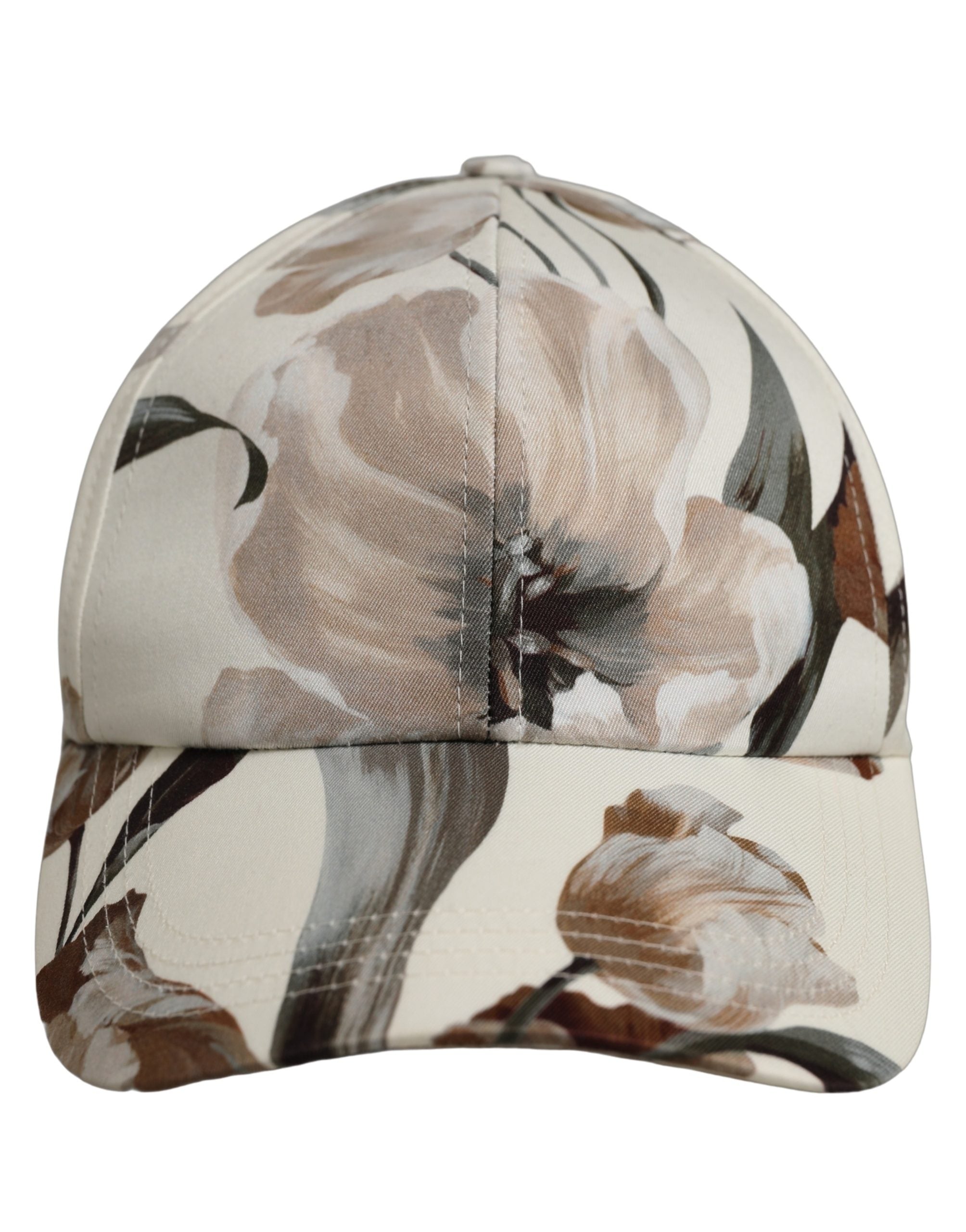 Dolce & Gabbana Herren Baseballkappe aus beigem Baumwoll-Gabardine mit Blumenprint