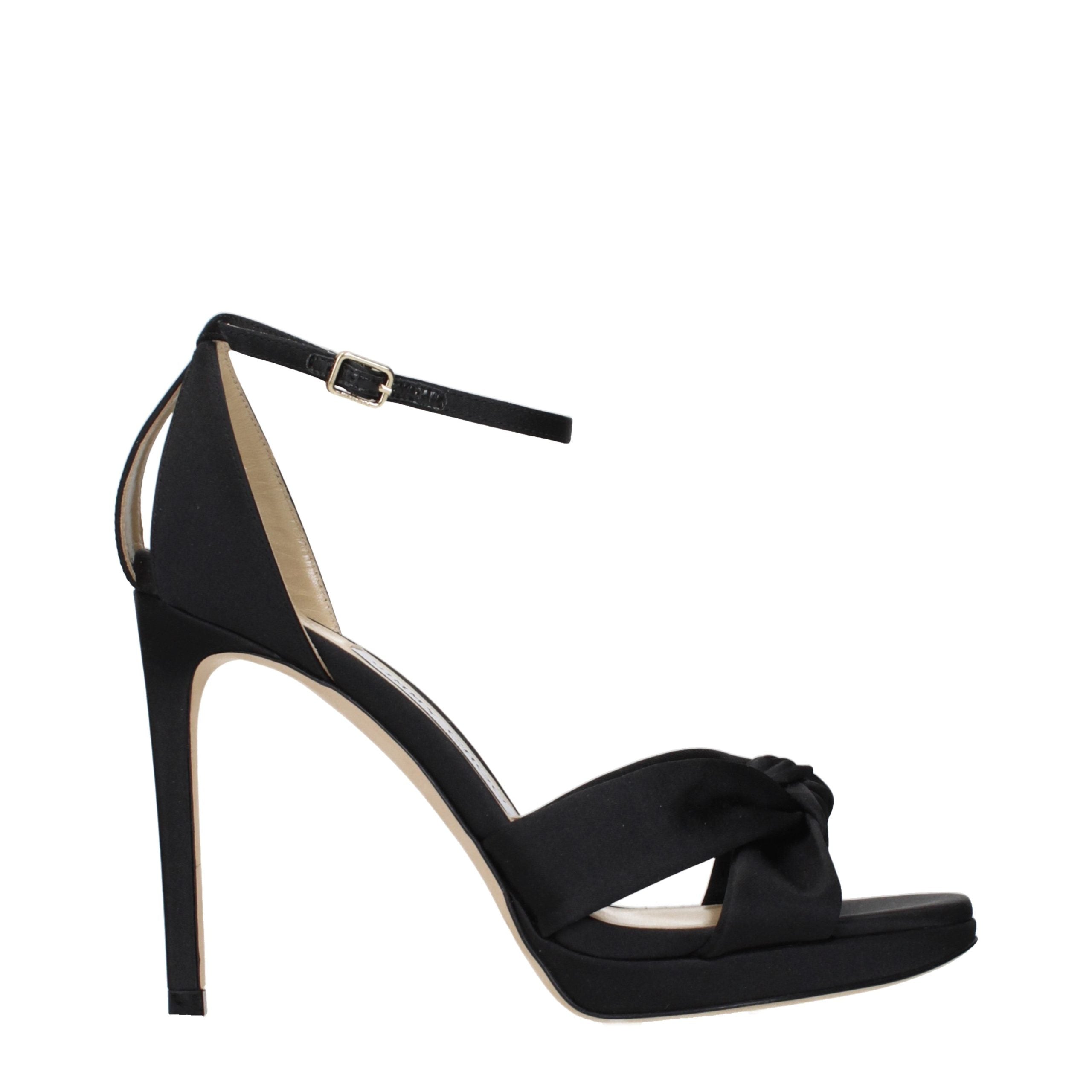 Jimmy Choo Schwarze Satin-Plateau-Sandalen