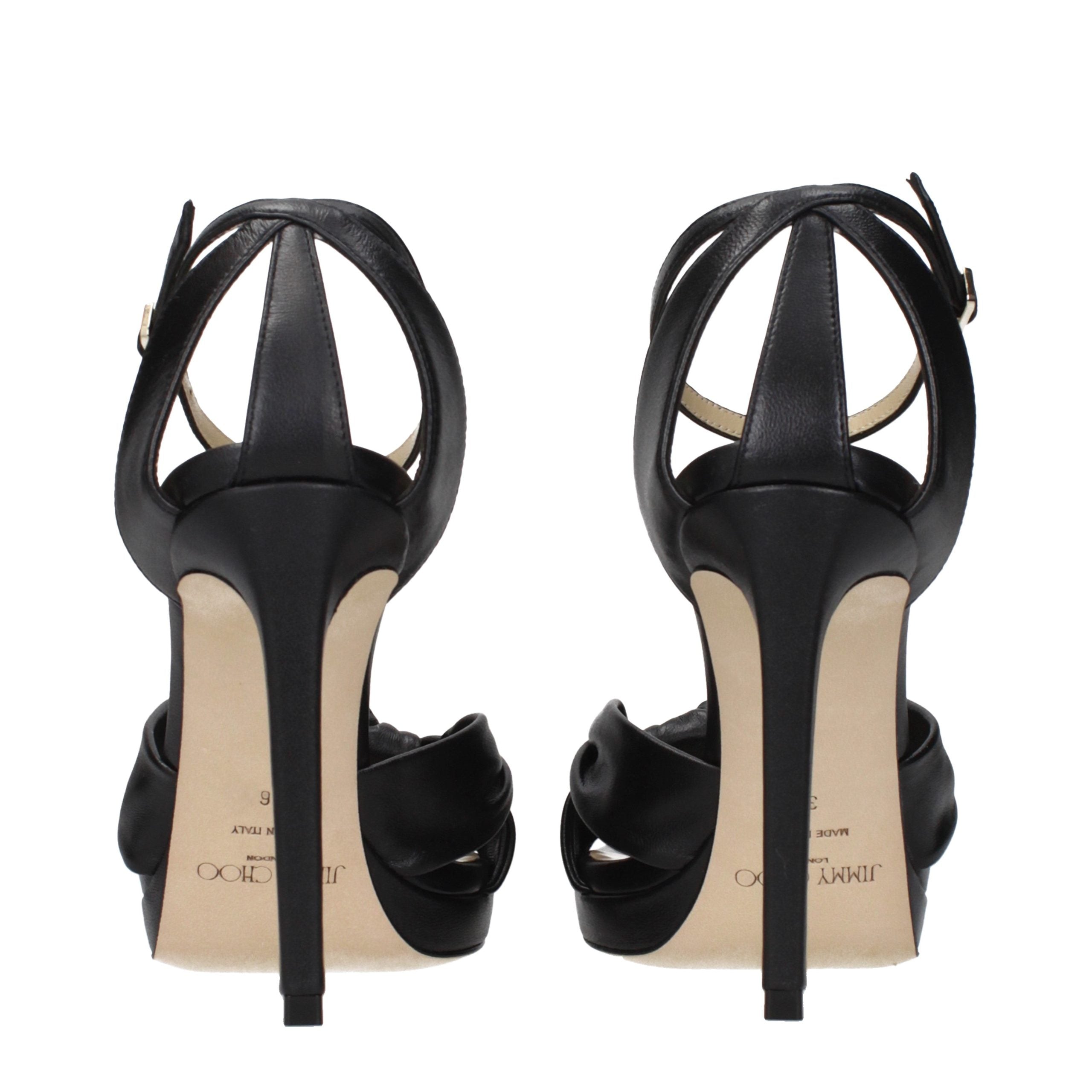 Jimmy Choo Schwarze Leder Plateau-Sandalen
