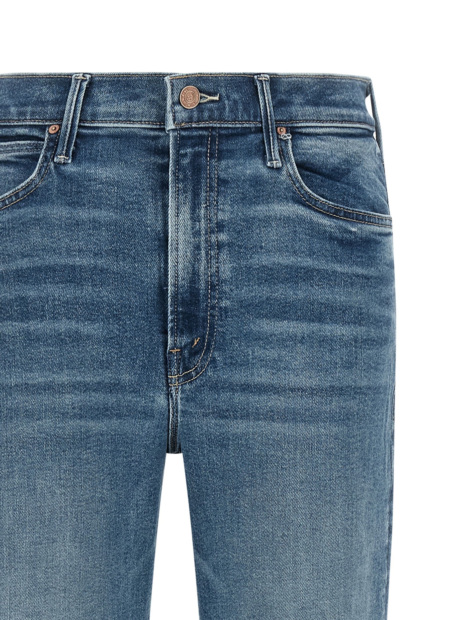 Mother Denim Blaue Baumwoll-Jeans mit ausgestelltem Bein