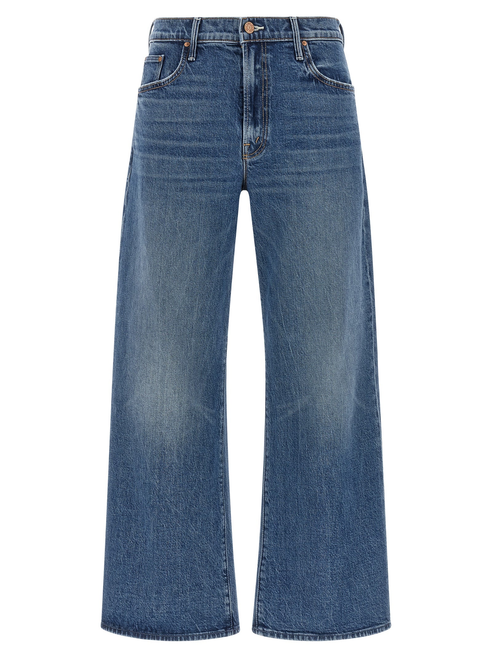 Mother Denim Blaue Cropped Jeans aus Baumwolle