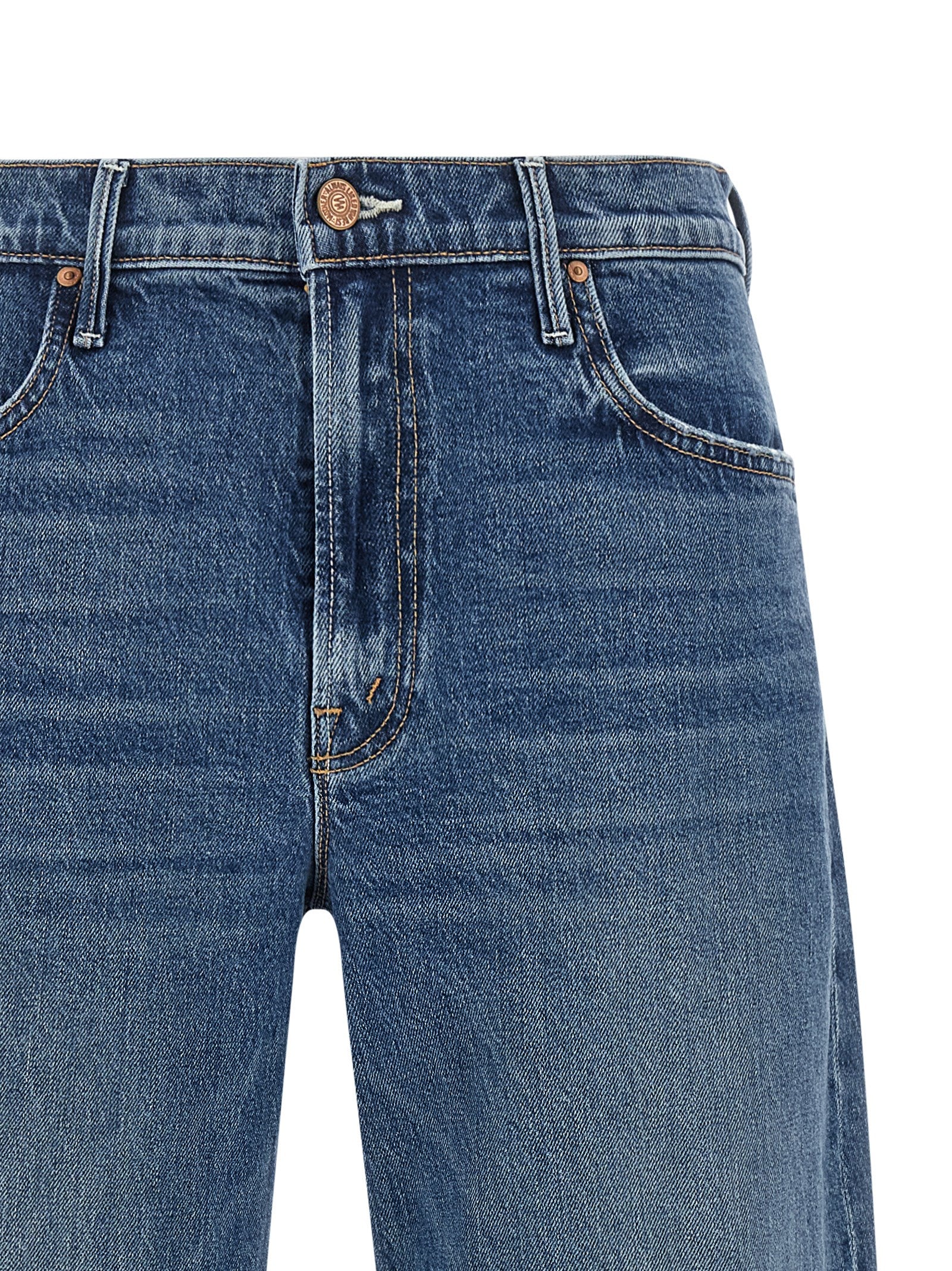 Mother Denim Blaue Cropped Jeans aus Baumwolle