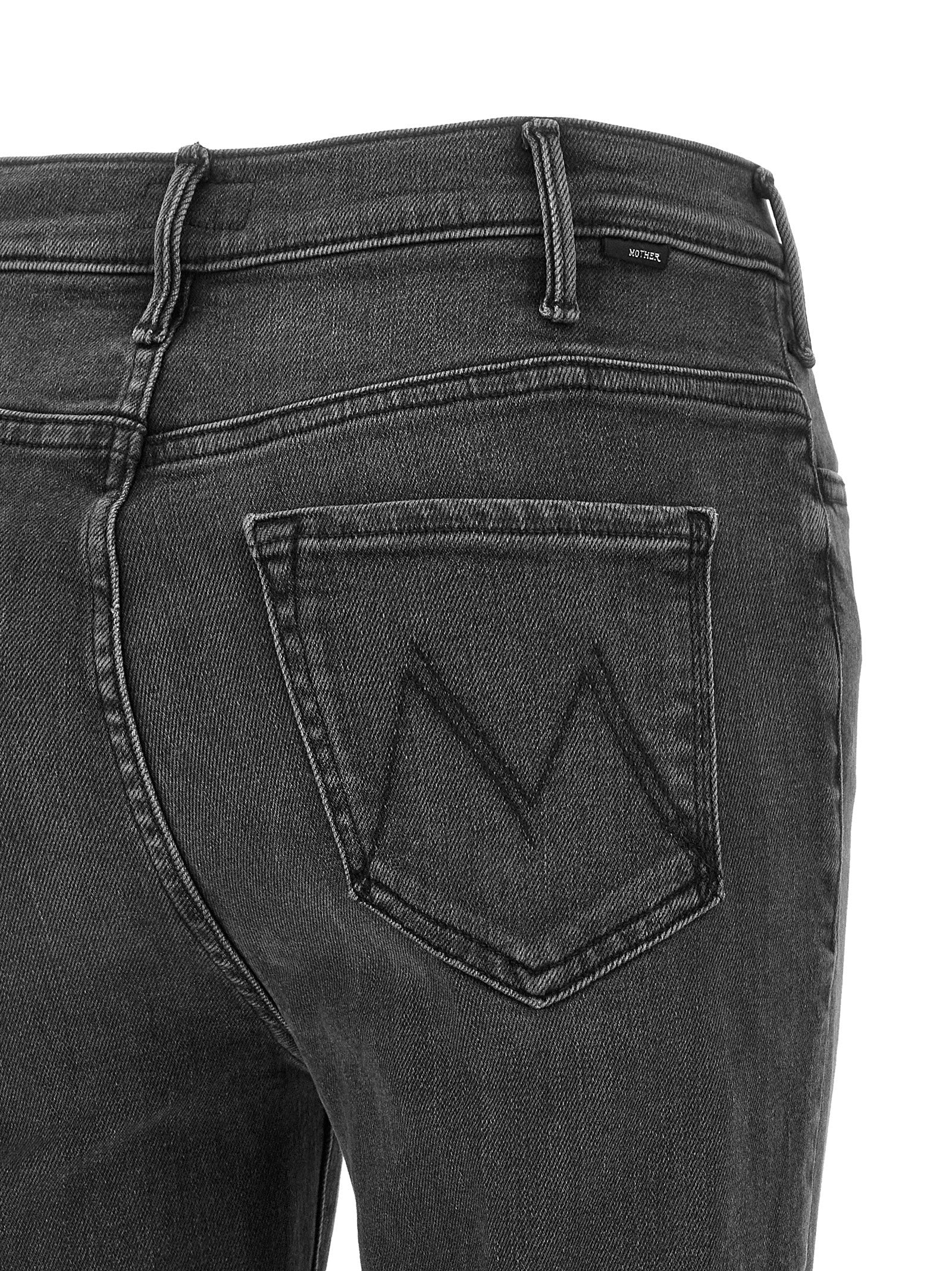 Mother Denim Graue Baumwoll-Jeans mit Schlag