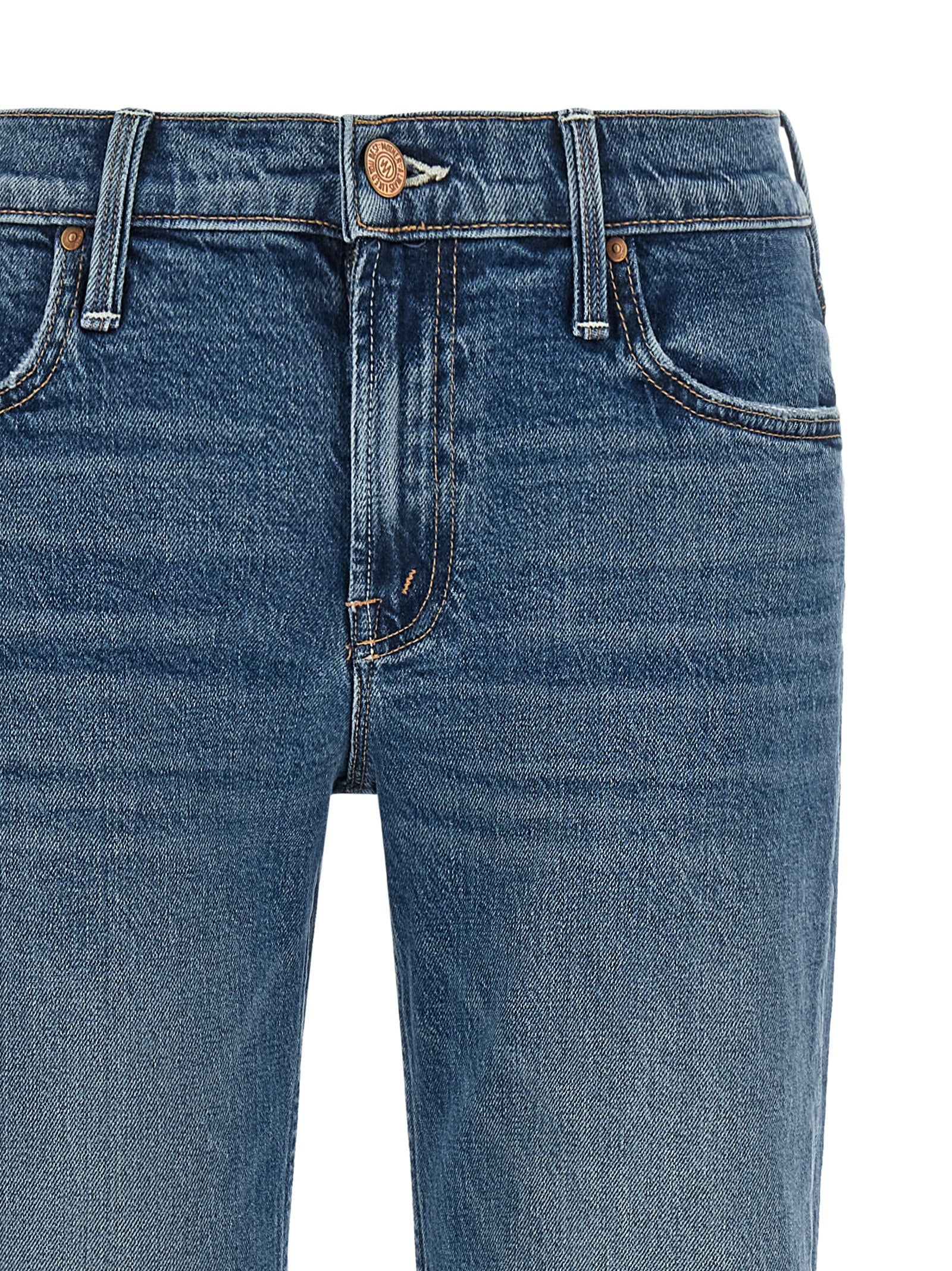 Mother Denim Blaue Bootcut-Jeans aus Baumwolle