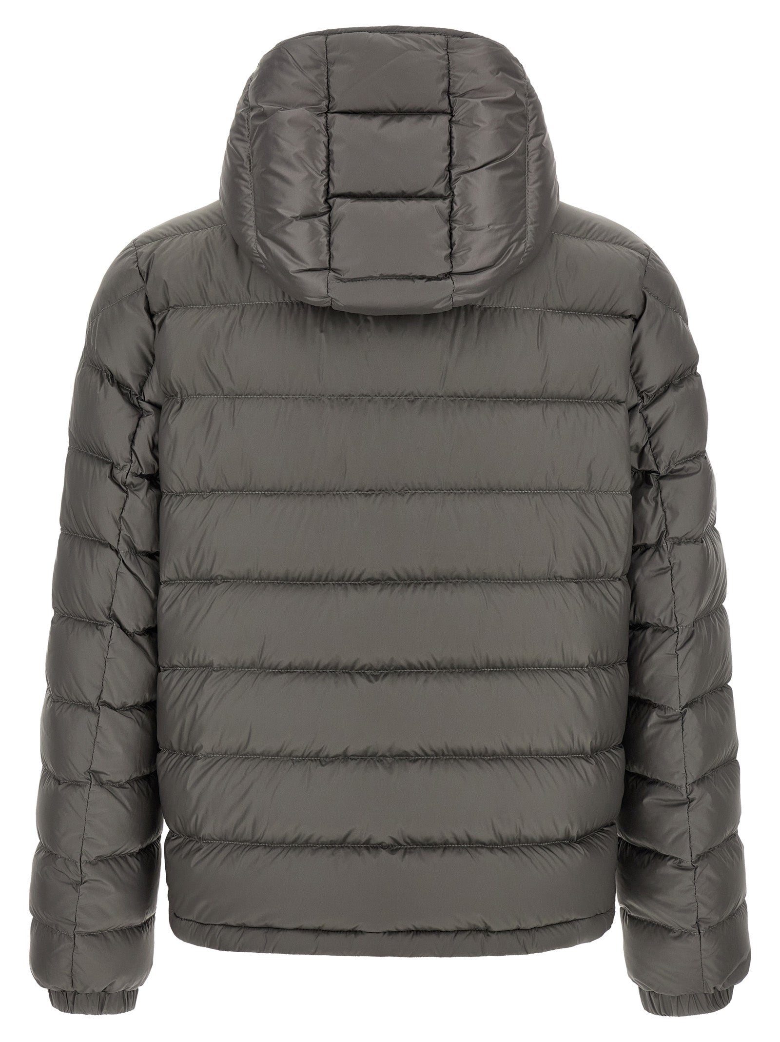 Moncler Graue Polyamid-Jacke in voller Länge