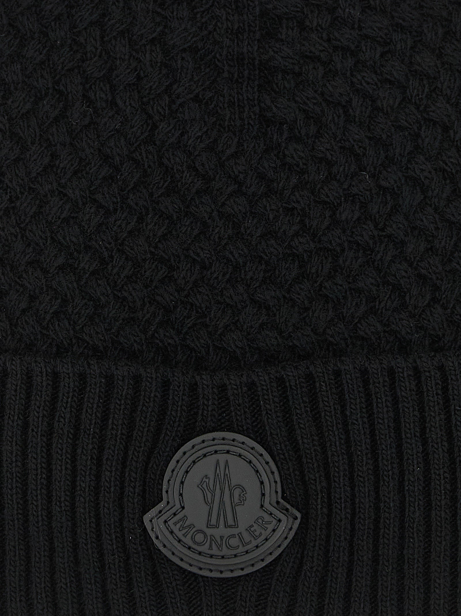 Moncler Schwarze Leder-Beanie