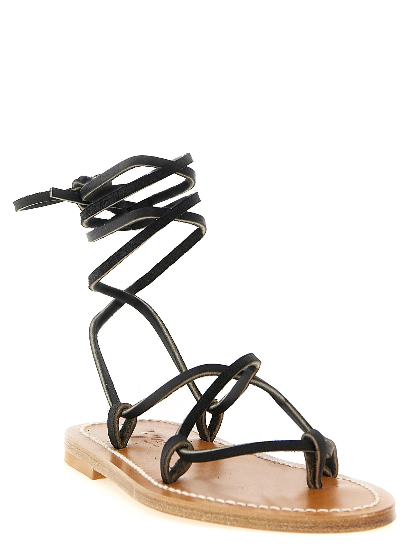 K.JACQUES SAINT TROPEZ Schwarze Sandalen aus Rindsleder