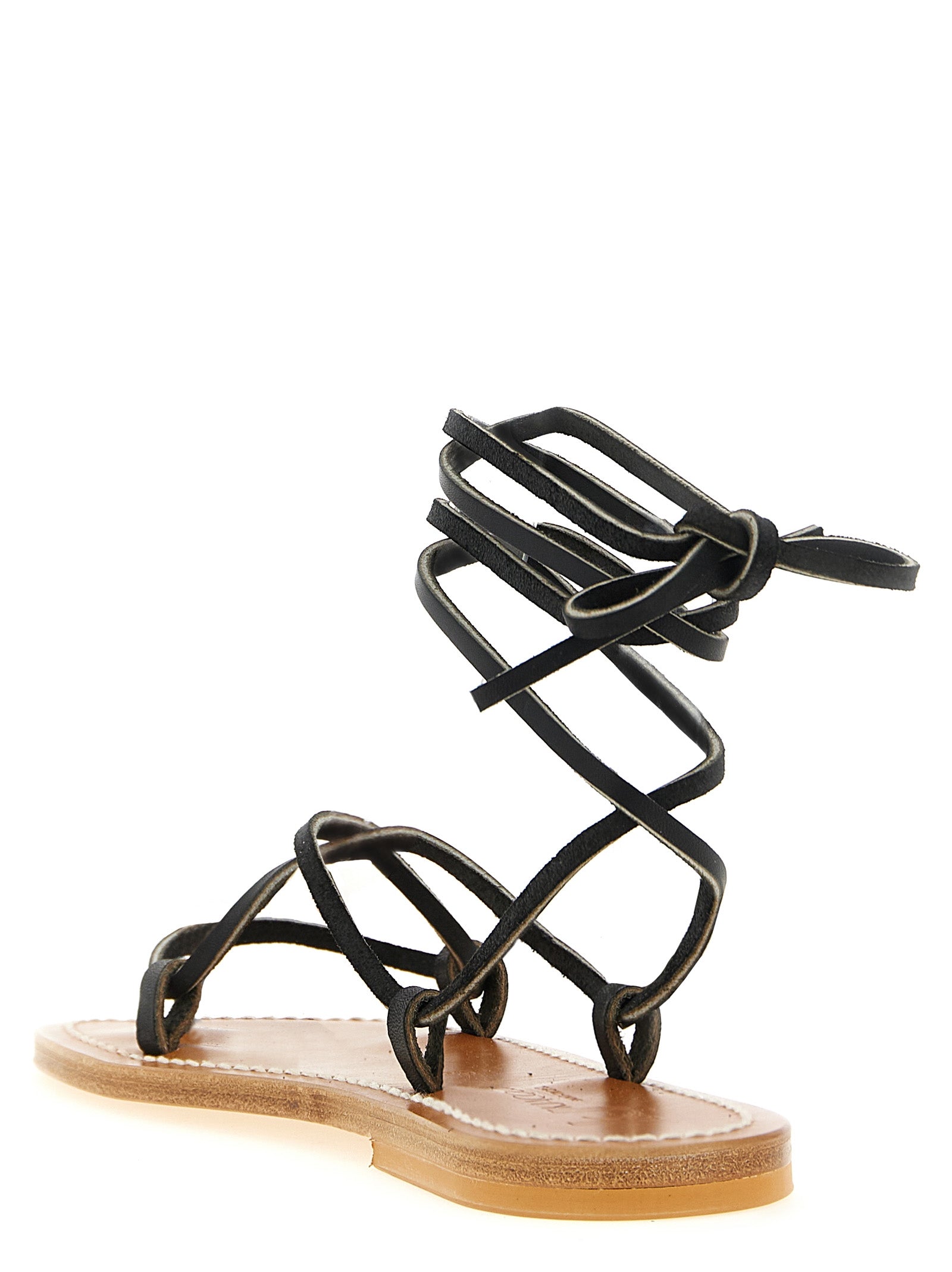K.JACQUES SAINT TROPEZ Schwarze Sandalen aus Rindsleder