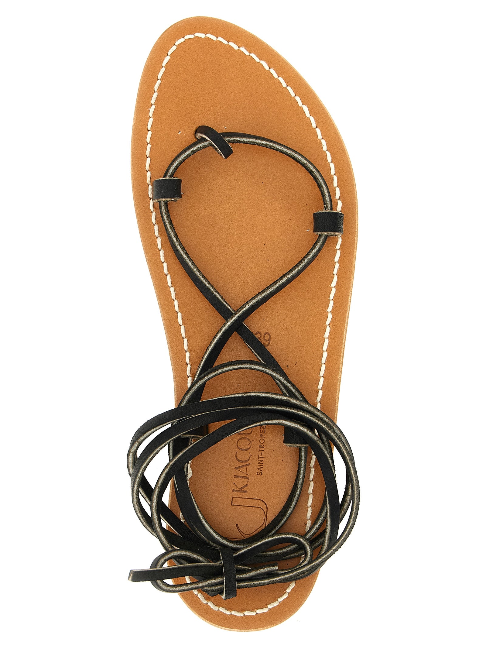 K.JACQUES SAINT TROPEZ Schwarze Sandalen aus Rindsleder