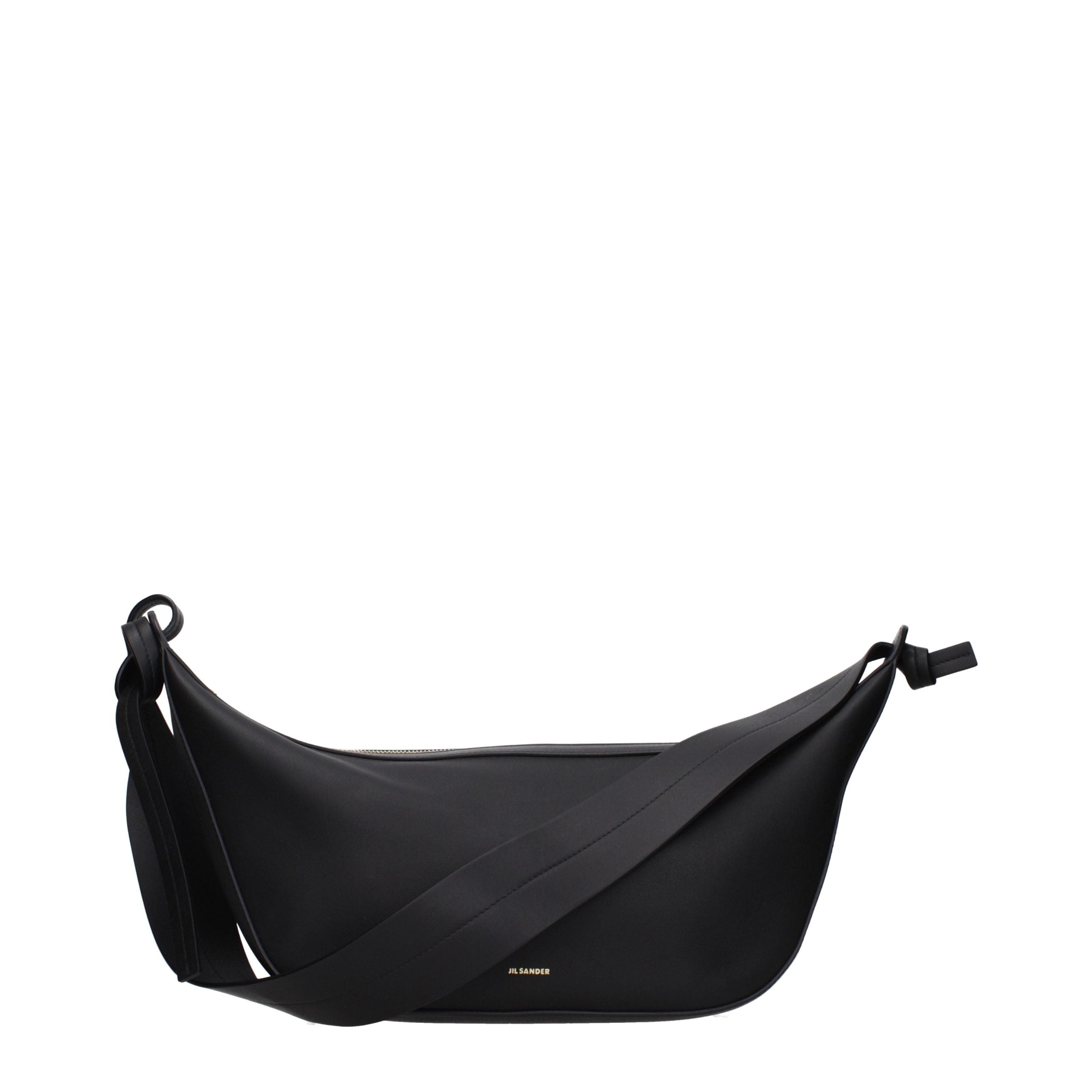 Jil Sander Schwarze Leder Umhängetasche