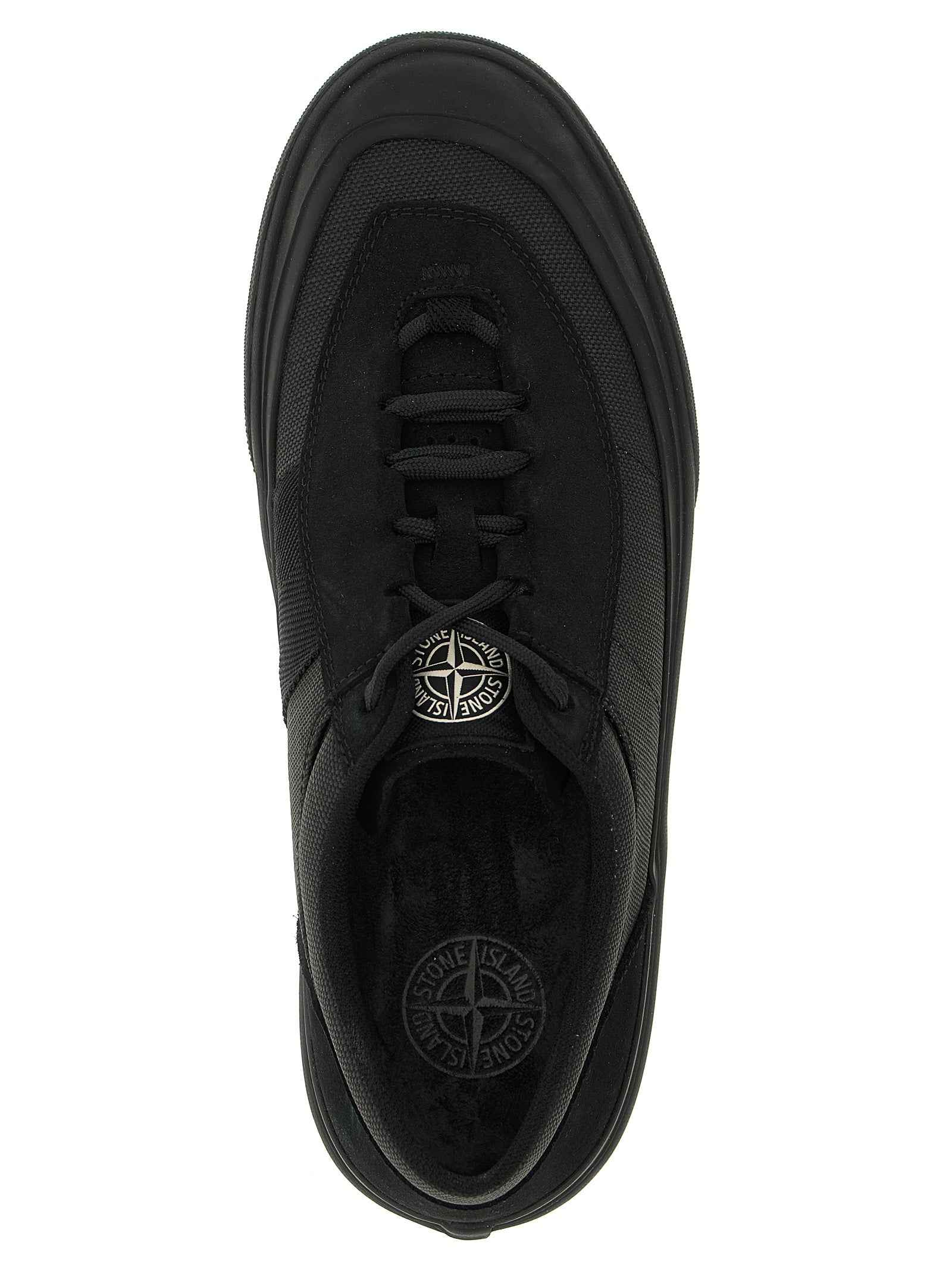 Stone Island Schwarze Low-Top-Sneaker aus Baumwolle