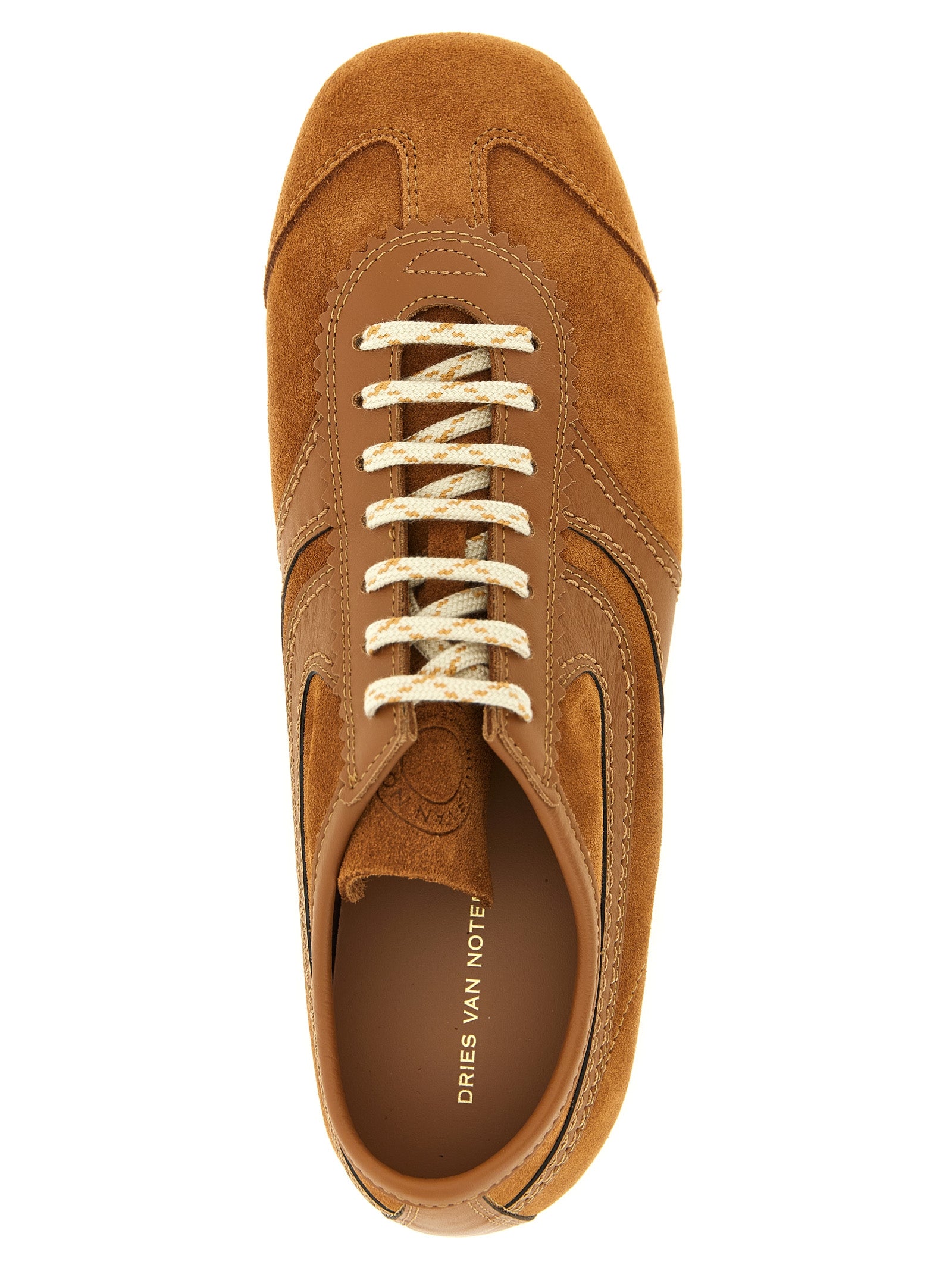Dries Van Noten Sneakers aus braunem Kalbsleder