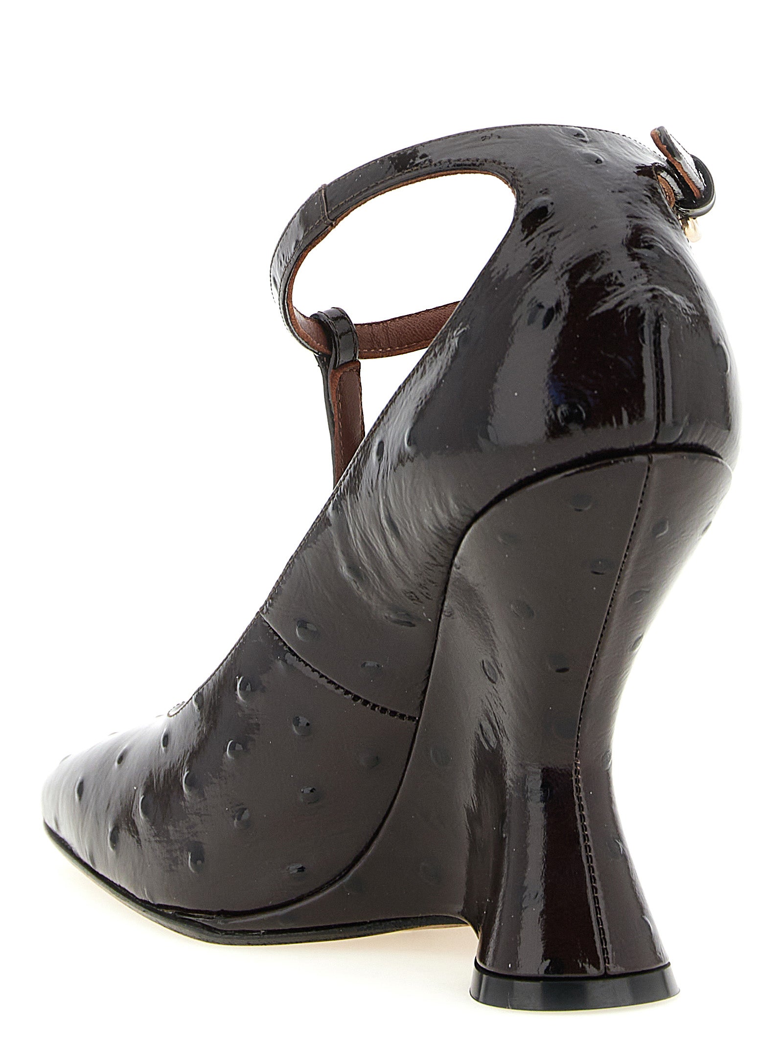Dries Van Noten Keilabsatz-Sandalen aus bordeauxrotem Kalbsleder