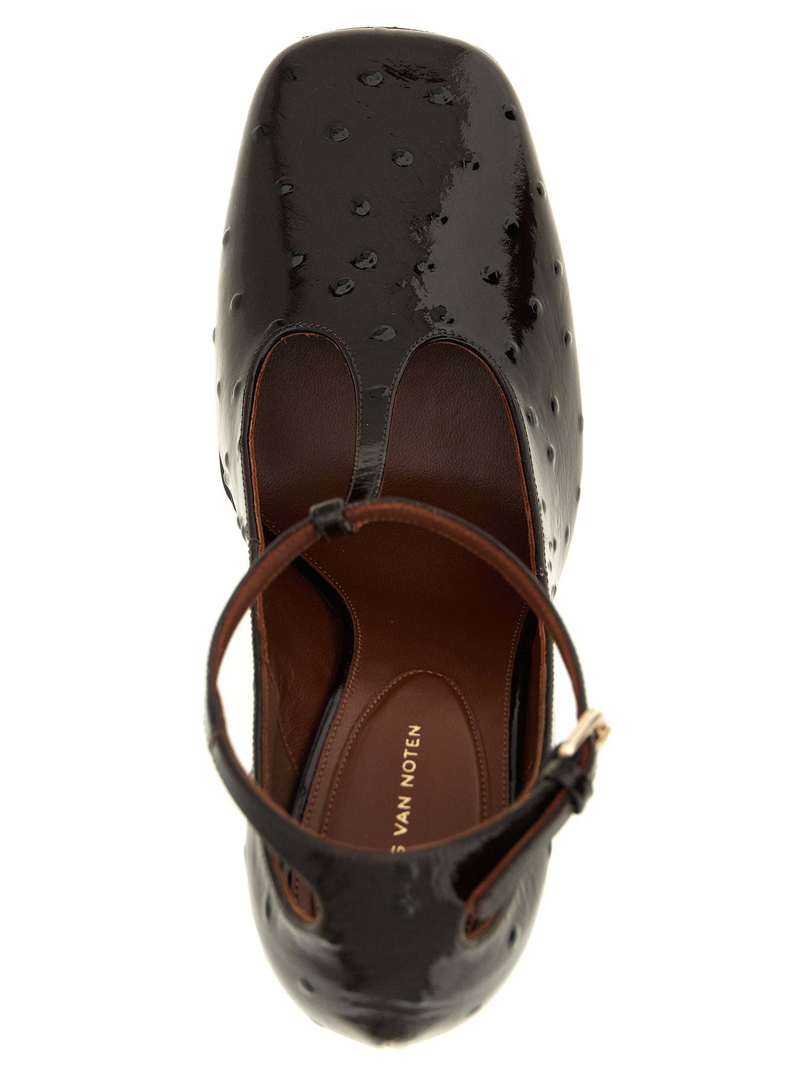 Dries Van Noten Keilabsatz-Sandalen aus bordeauxrotem Kalbsleder