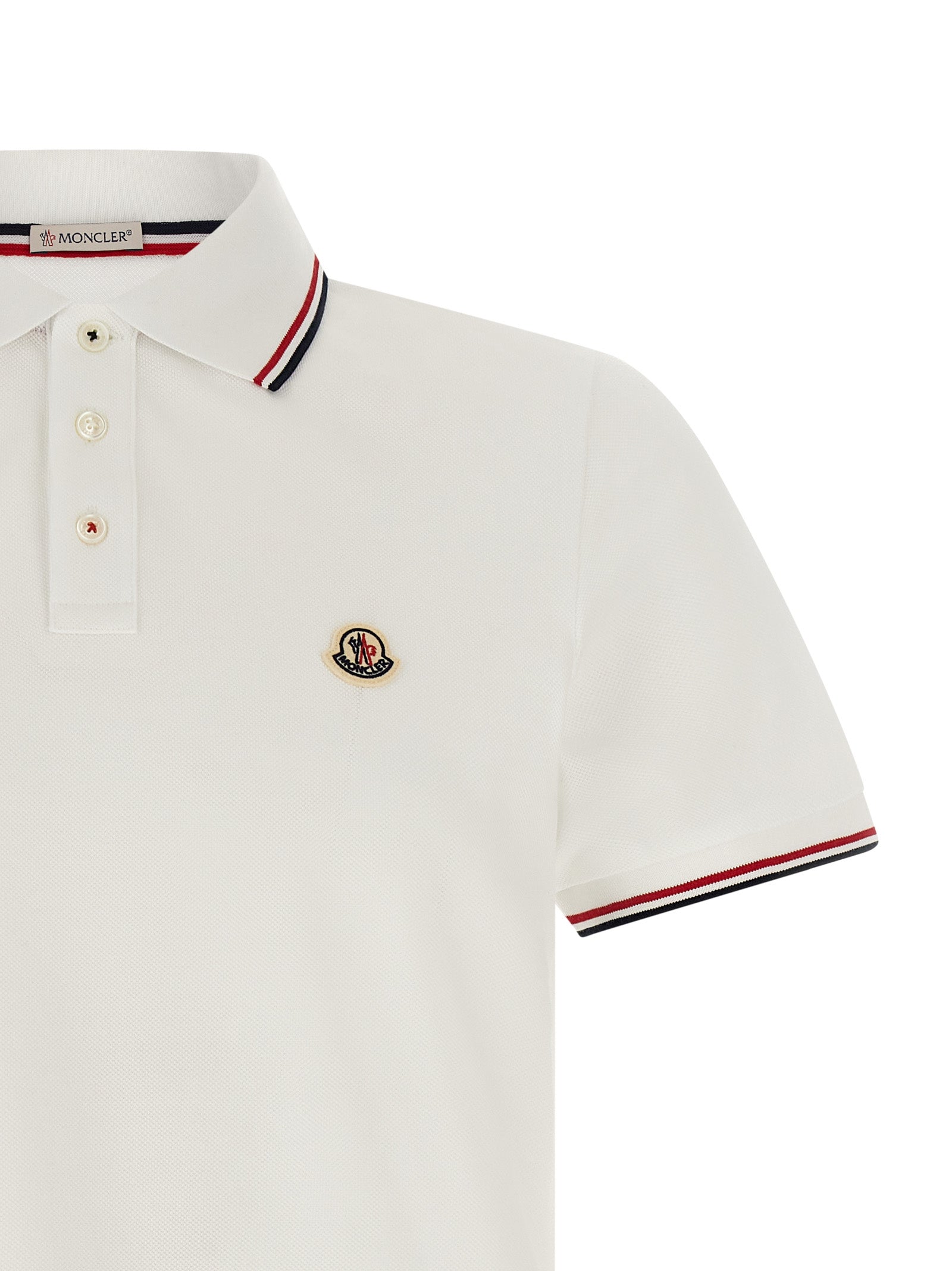 Moncler Weißes Poloshirt aus Baumwolle