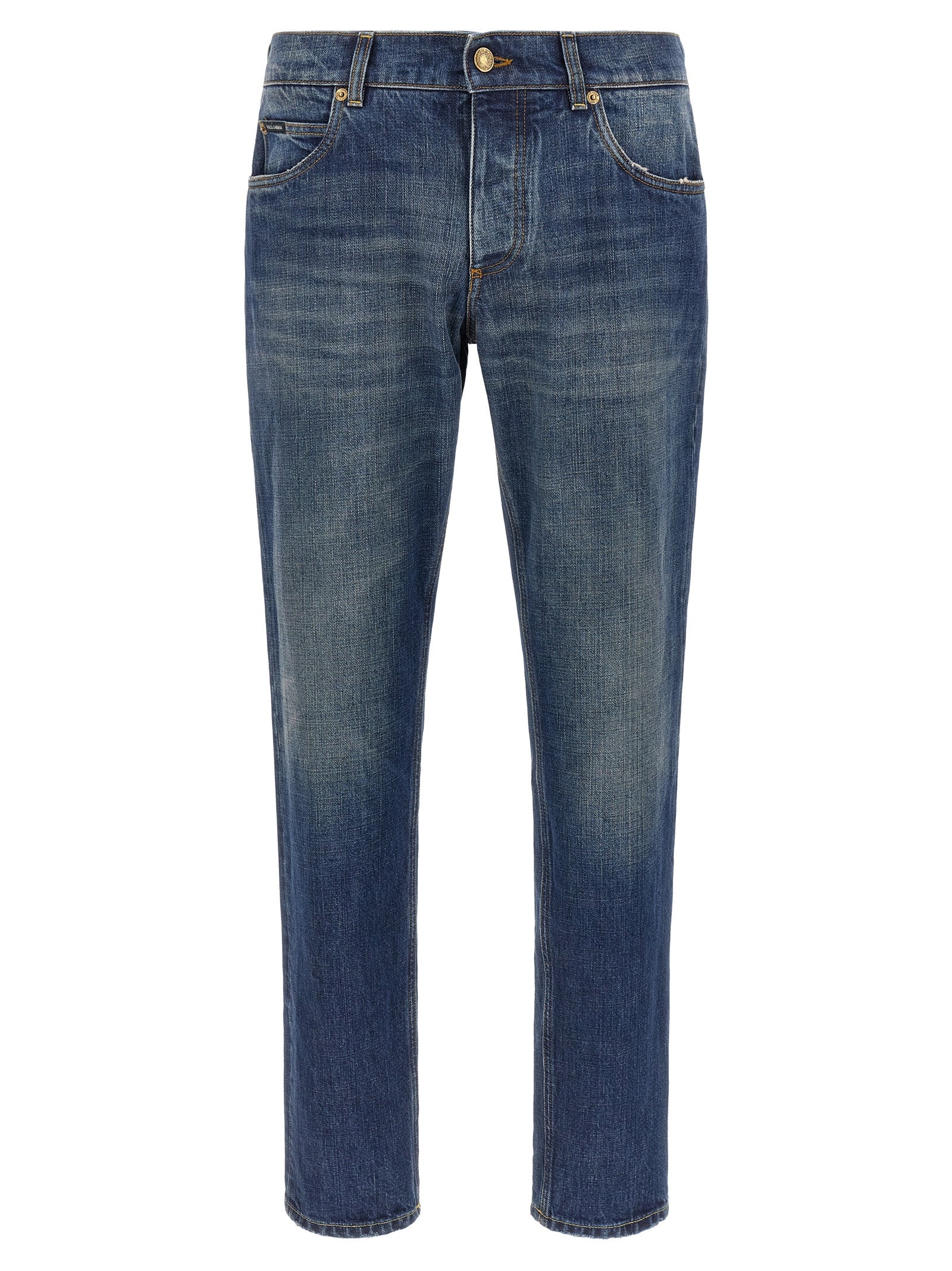 Dolce & Gabbana Blaue Jeans aus Baumwolle im geraden Schnitt