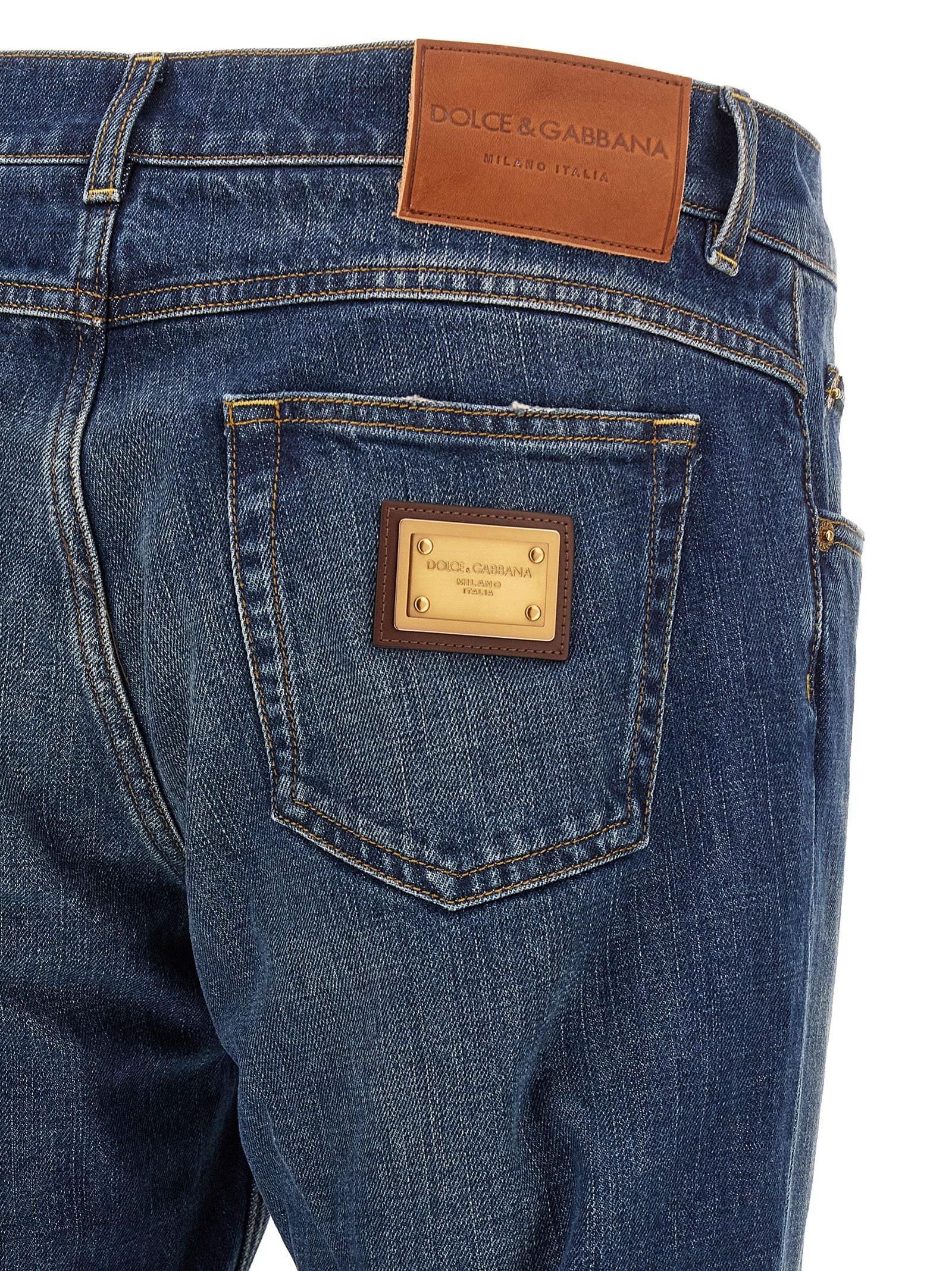 Dolce & Gabbana Blaue Jeans aus Baumwolle im geraden Schnitt