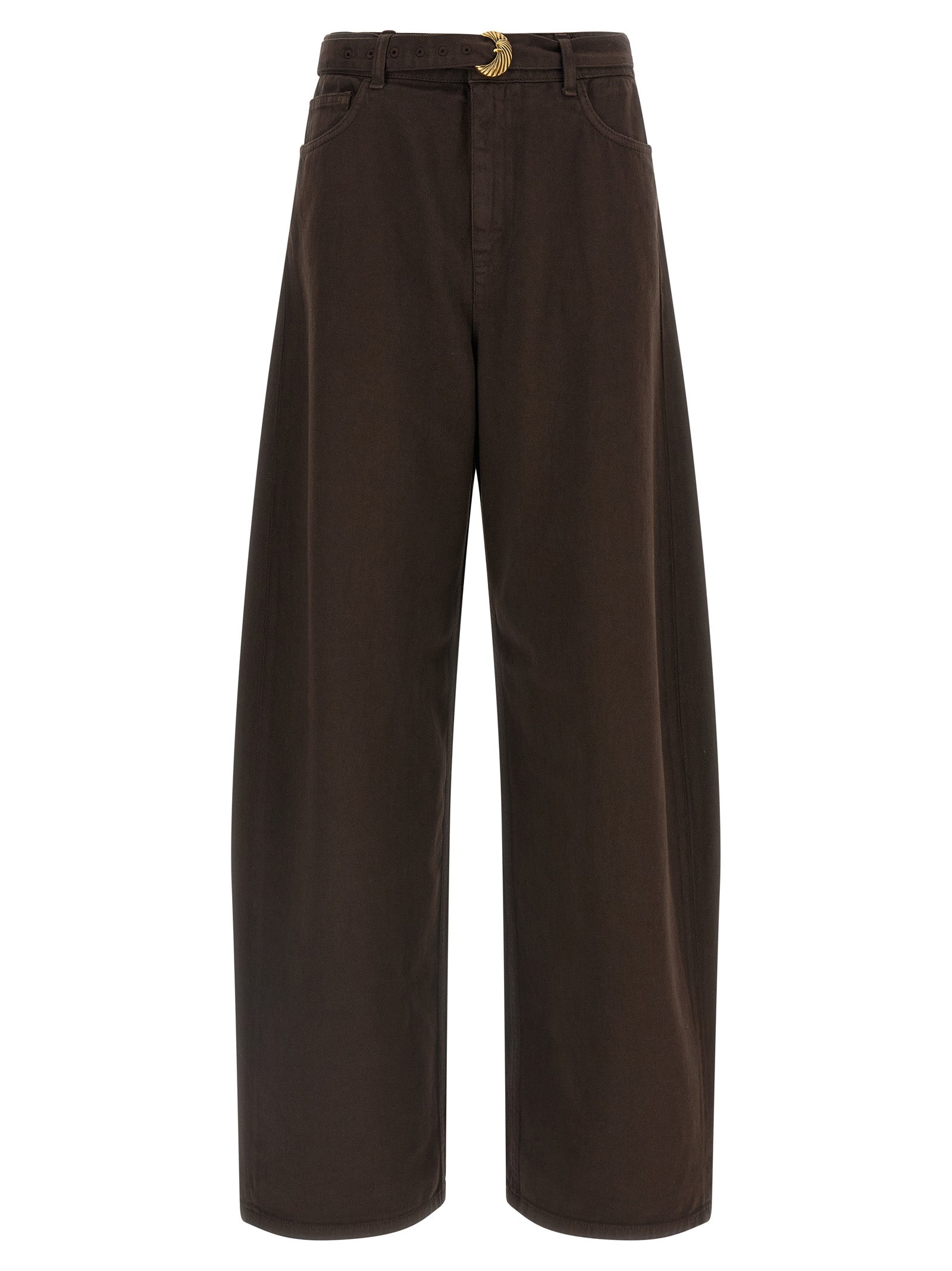 Twinset Braune Baumwoll-Jeans mit hoher Taille