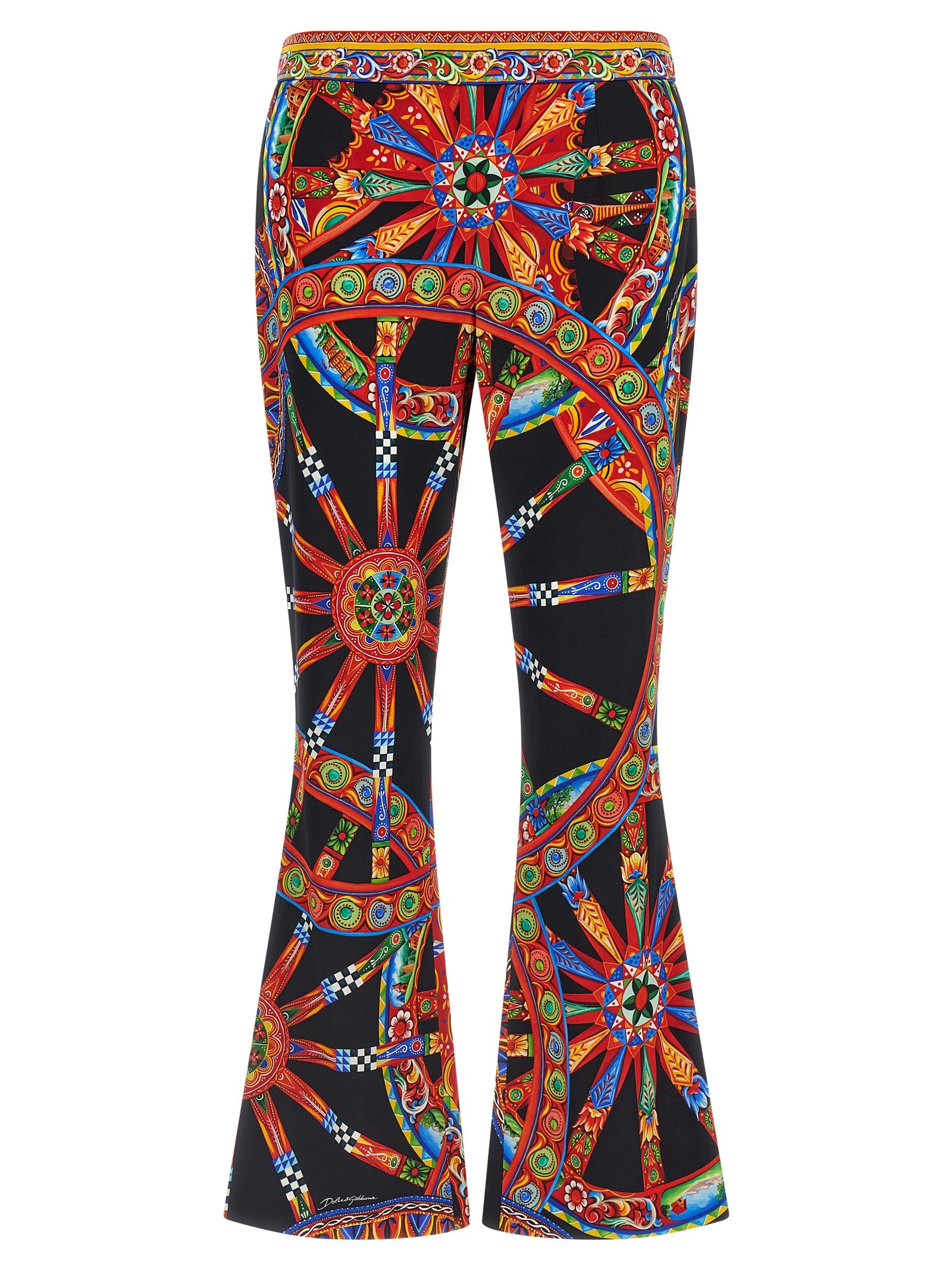 Dolce & Gabbana Mehrfarbige Seidenhose mit ausgestelltem Bein