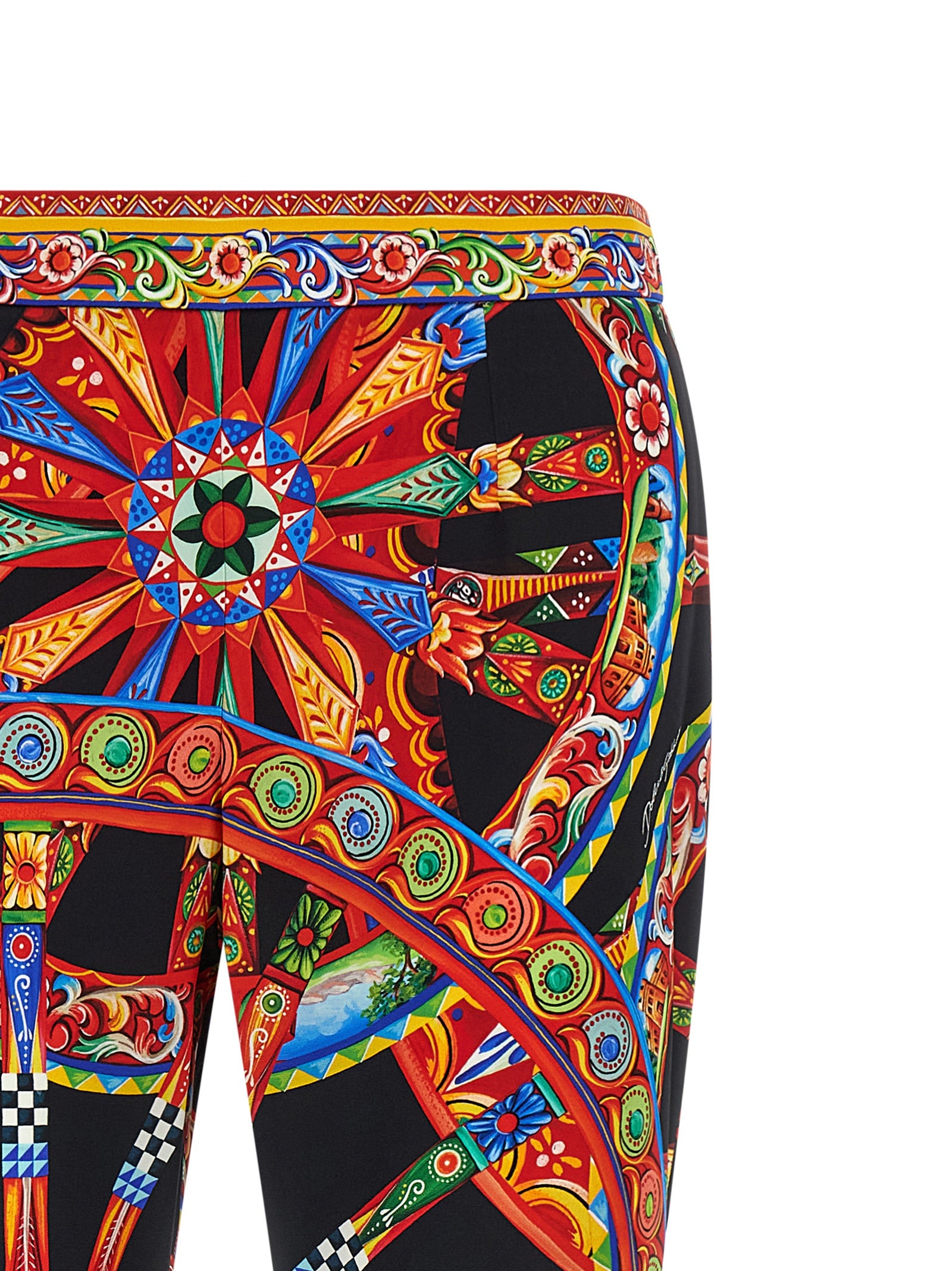 Dolce & Gabbana Mehrfarbige Seidenhose mit ausgestelltem Bein