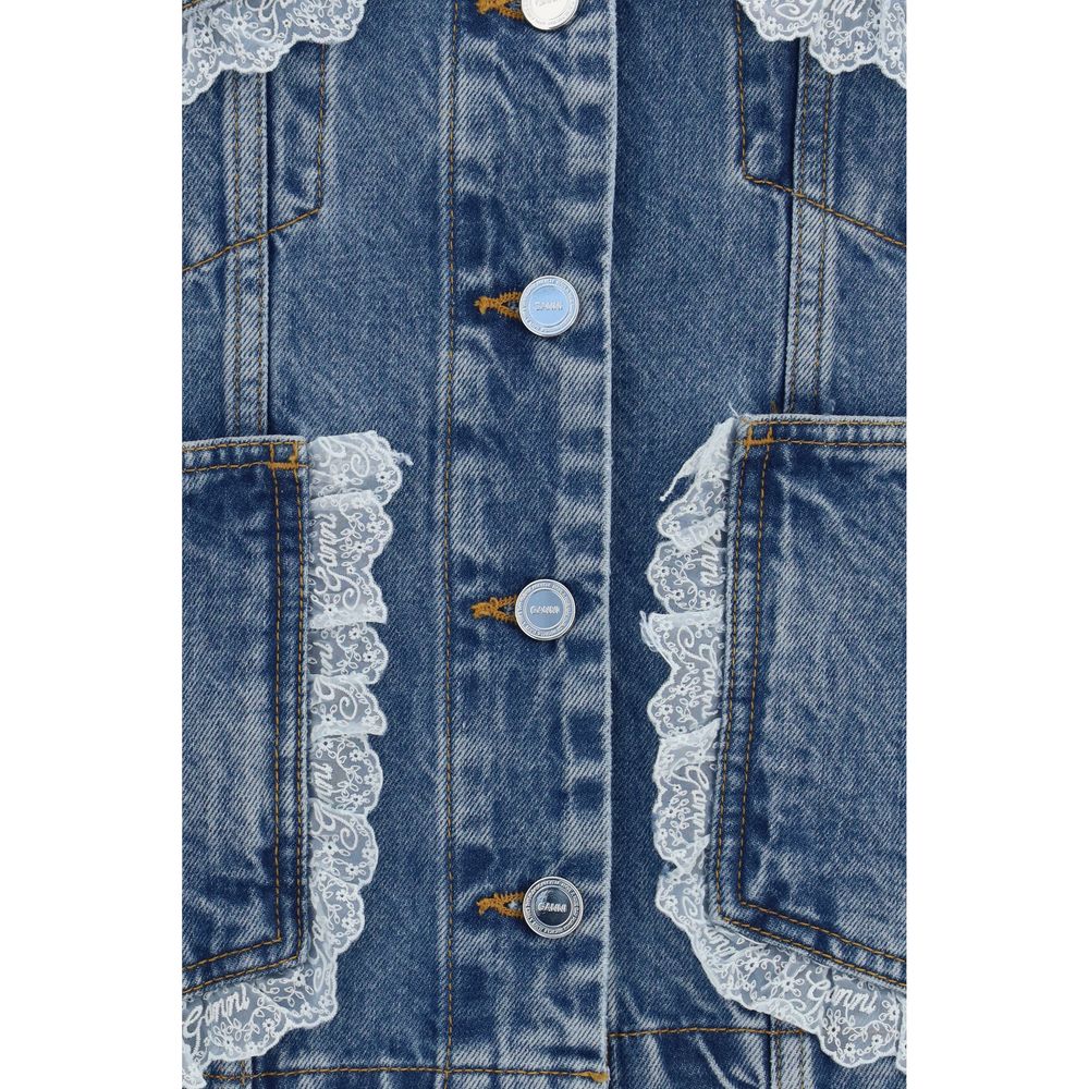 Ganni Blaue Jeansjacke aus Baumwolle
