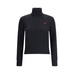 Ami Paris Schwarzer Rollkragenpullover aus Merinowolle