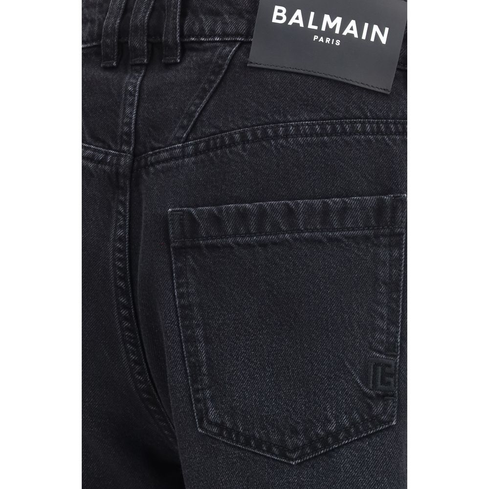 Balmain Schwarze Baumwoll-Jeans mit geradem Bein