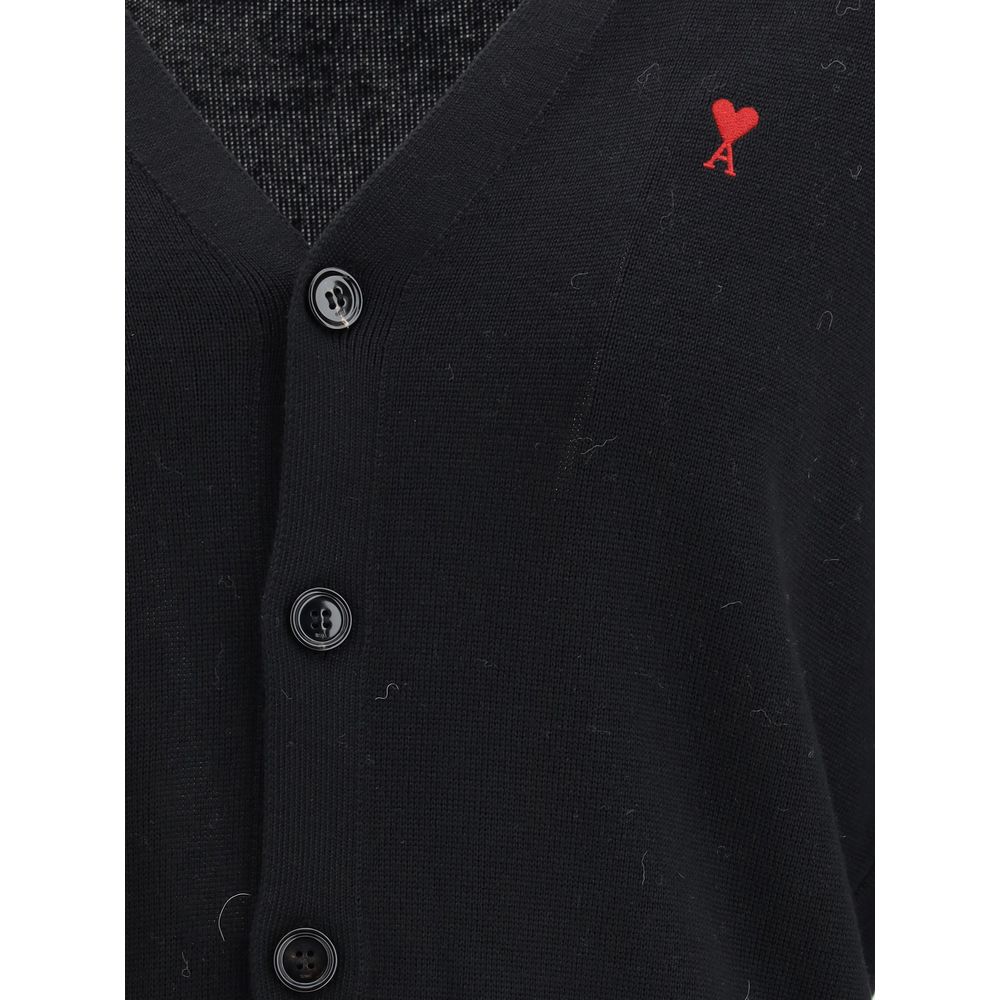 Ami Paris Strickjacke aus schwarzer Wolle Oves Aries