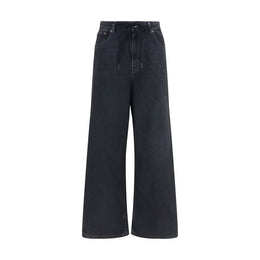 MM6 Schwarze Baumwolljeans im Relaxed Fit