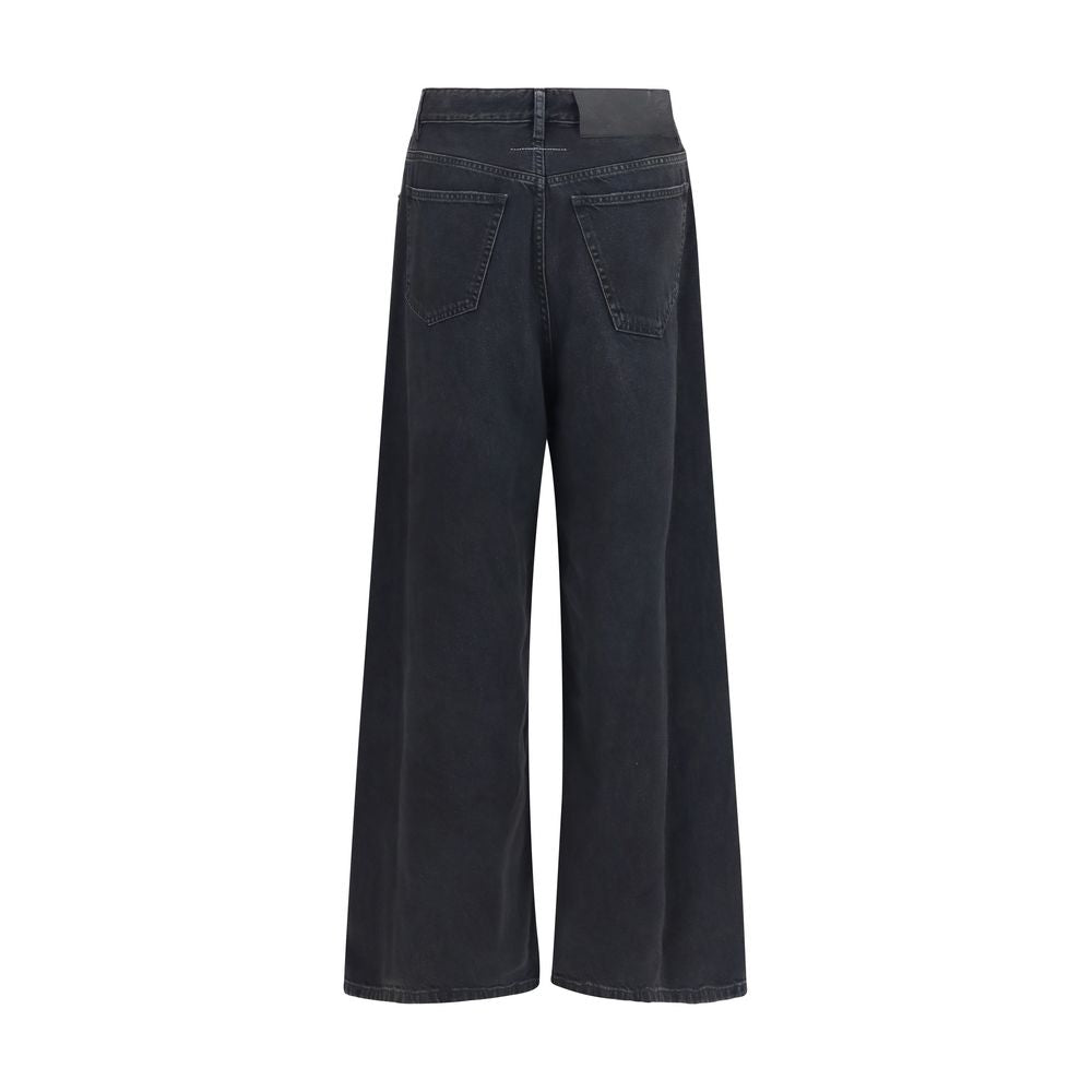 MM6 Schwarze Baumwolljeans im Relaxed Fit