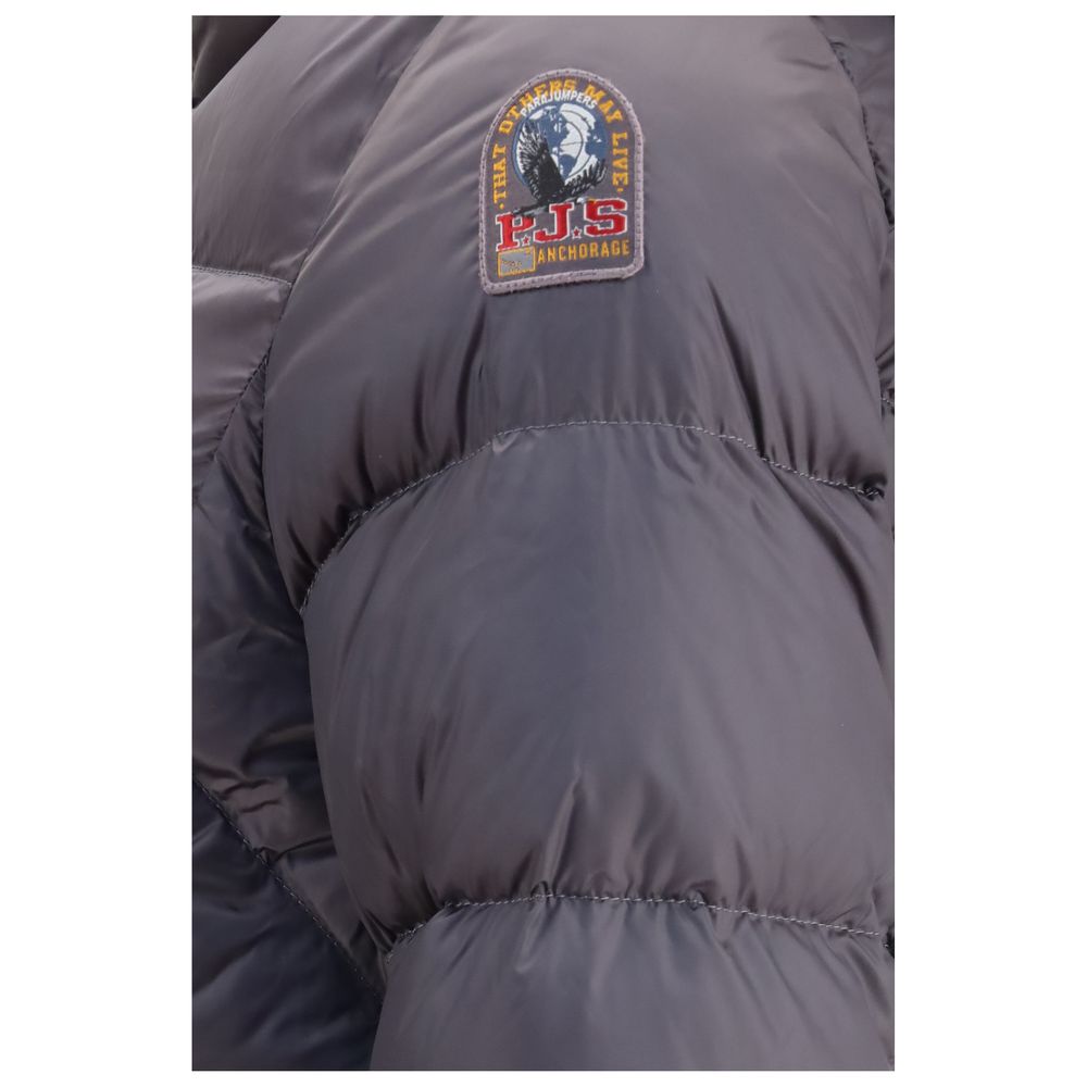 Parajumpers Graue Daunen-Steppjacke in voller Länge