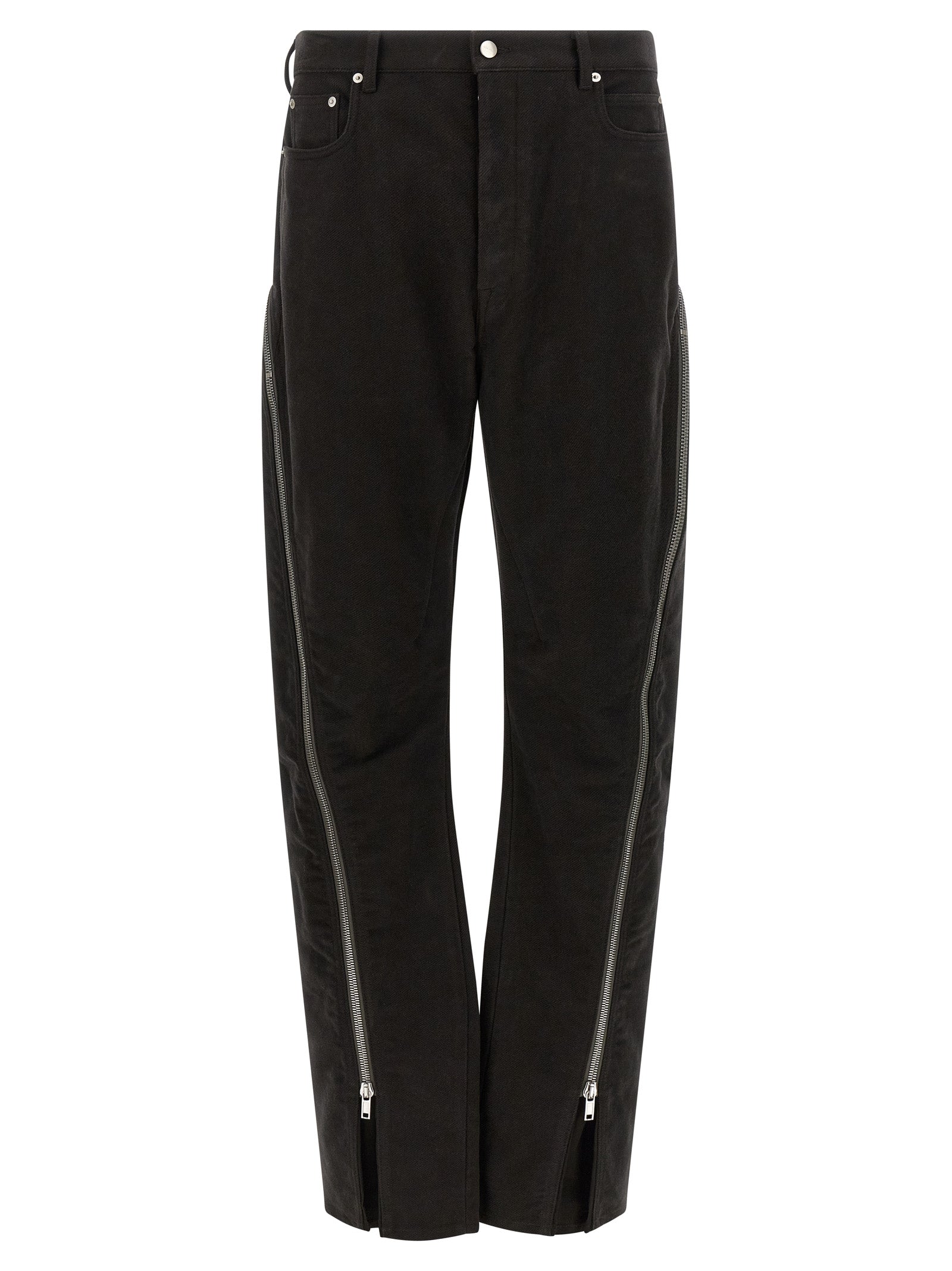 Rick Owens Schwarze Baumwollhose mit ausgestelltem Bein