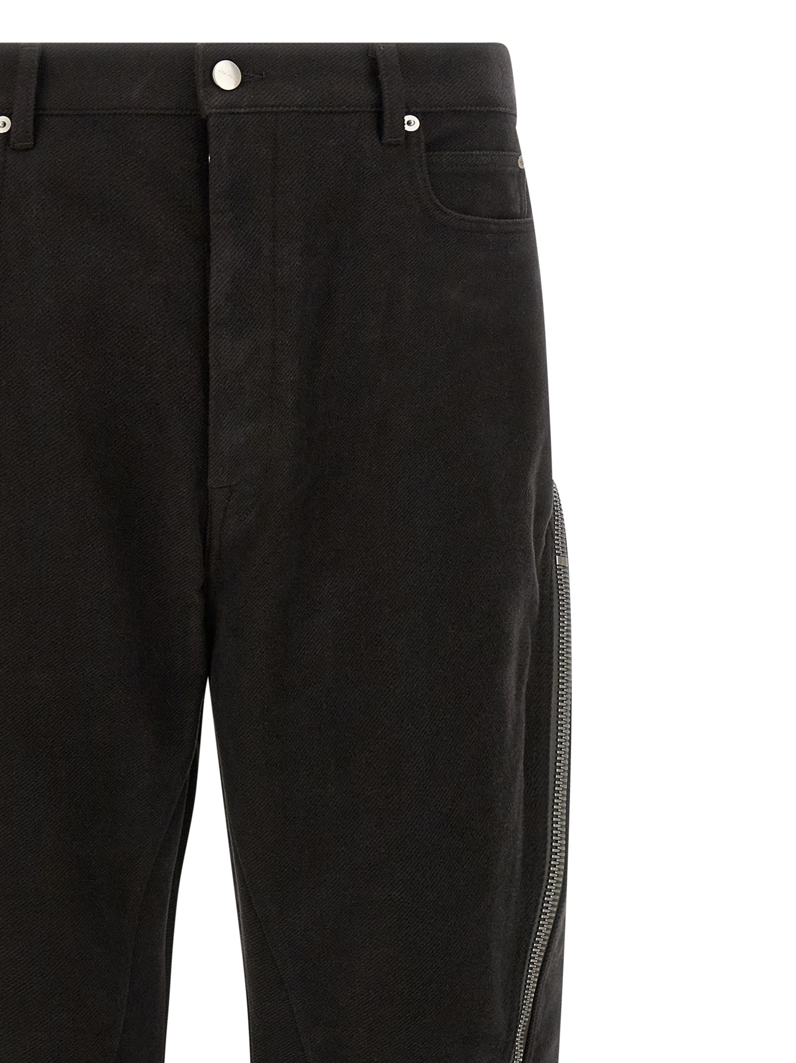 Rick Owens Schwarze Baumwollhose mit ausgestelltem Bein