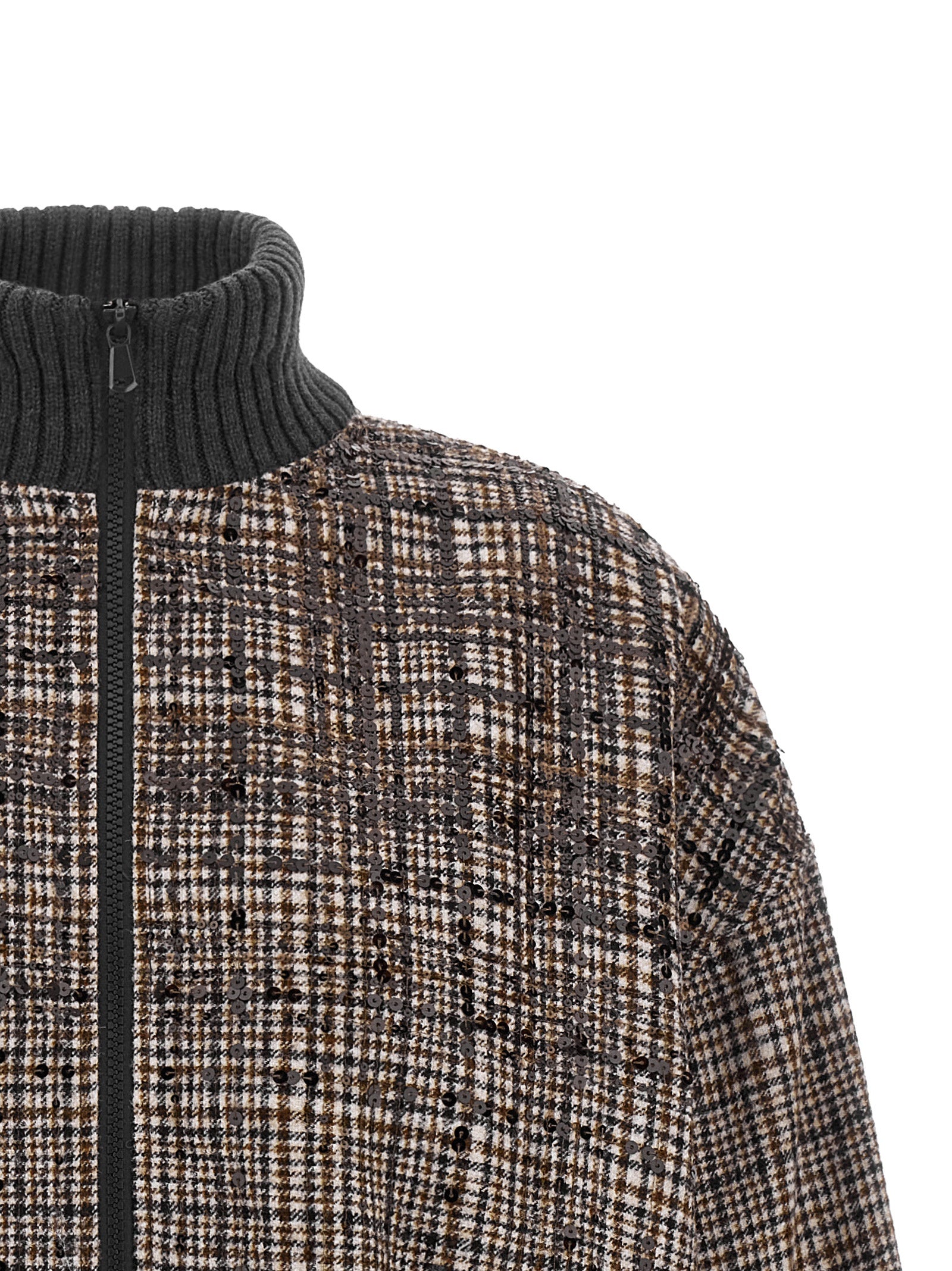Brunello Cucinelli Brauner Bomber aus Alpaka und Leder