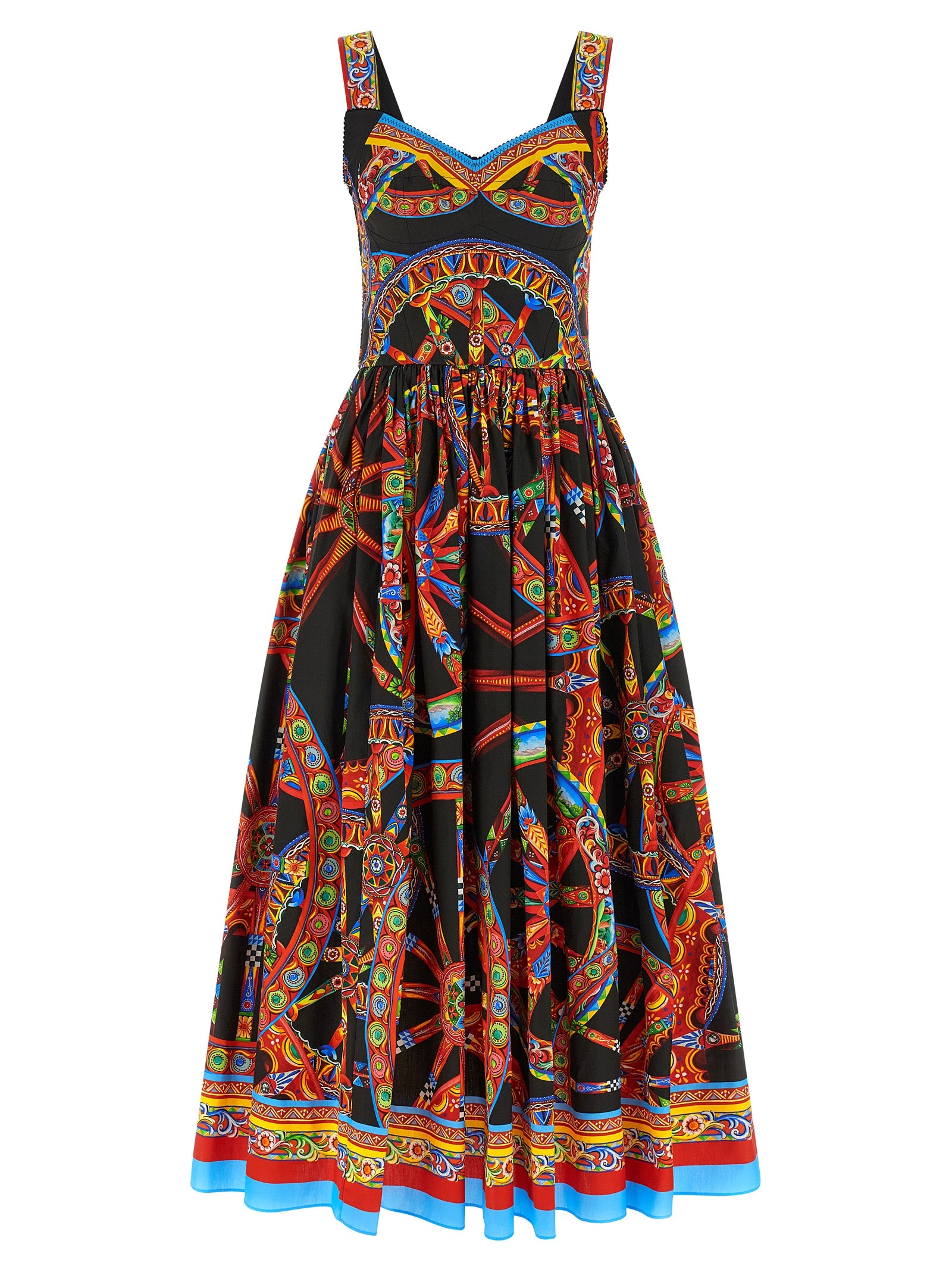 Dolce & Gabbana Mehrfarbiges Baumwoll-Maxikleid